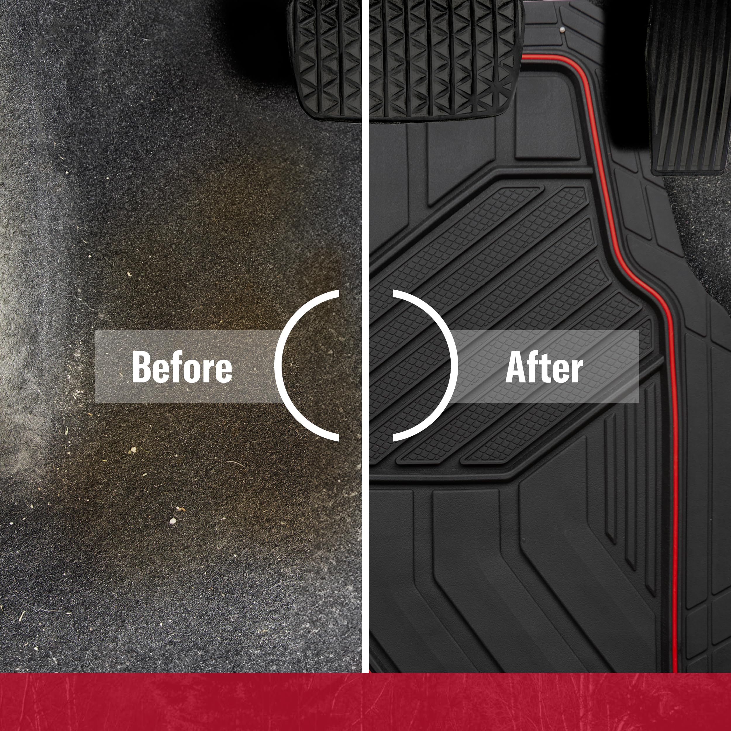 Dickies 3-Piece Durasport Floor Mats, Heavy-Duty Automotive Floor Mats, All-Weather Floor Mats For Cars, All-Weather Floor Liner