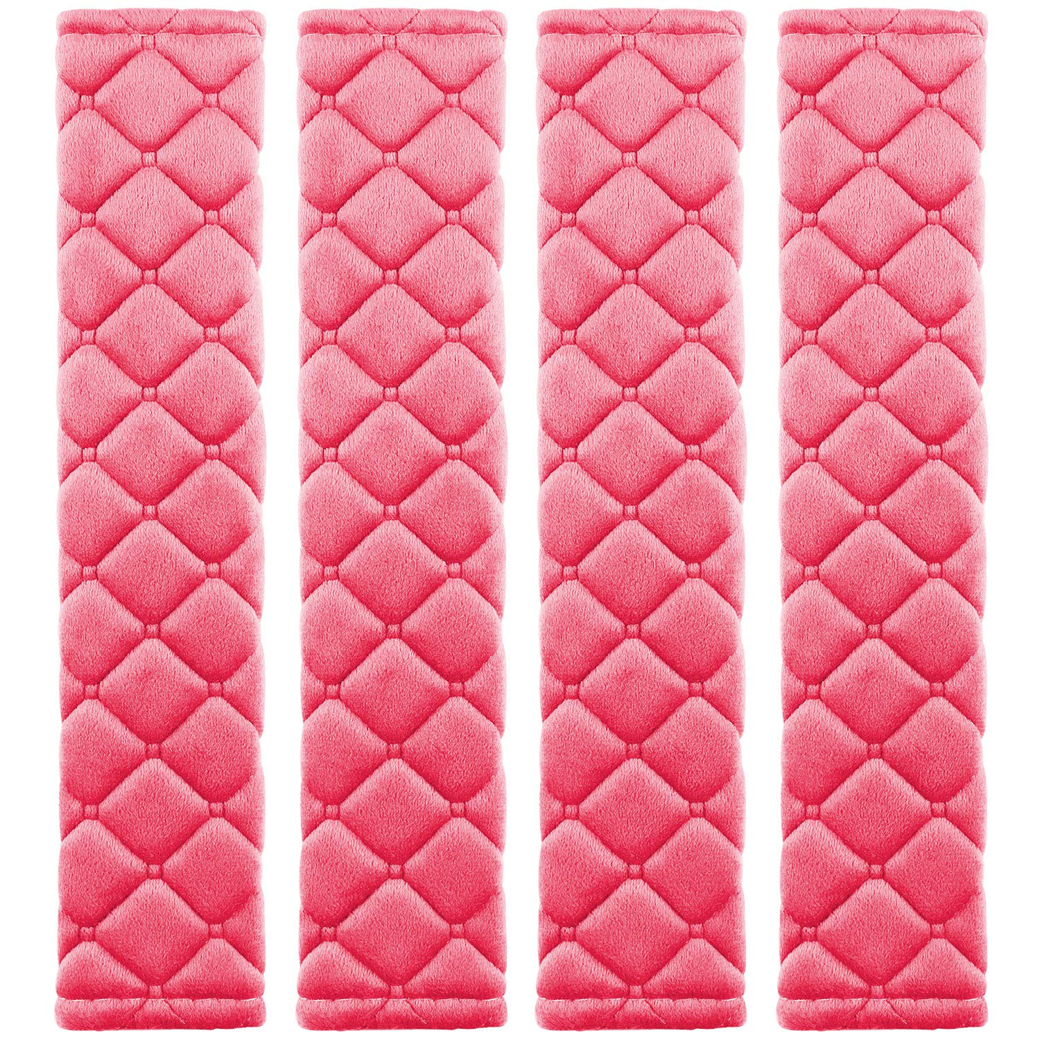 Mikafen 4 Pack Universal Car Seat Belt Pads, Adult Seat Belt Shoulder Strap Covers Harness Pad For Car/Bag,Soft Comfort Helps Protect You Neck Shoulder From The Seat Belt Rubbing (4Pack-Red)