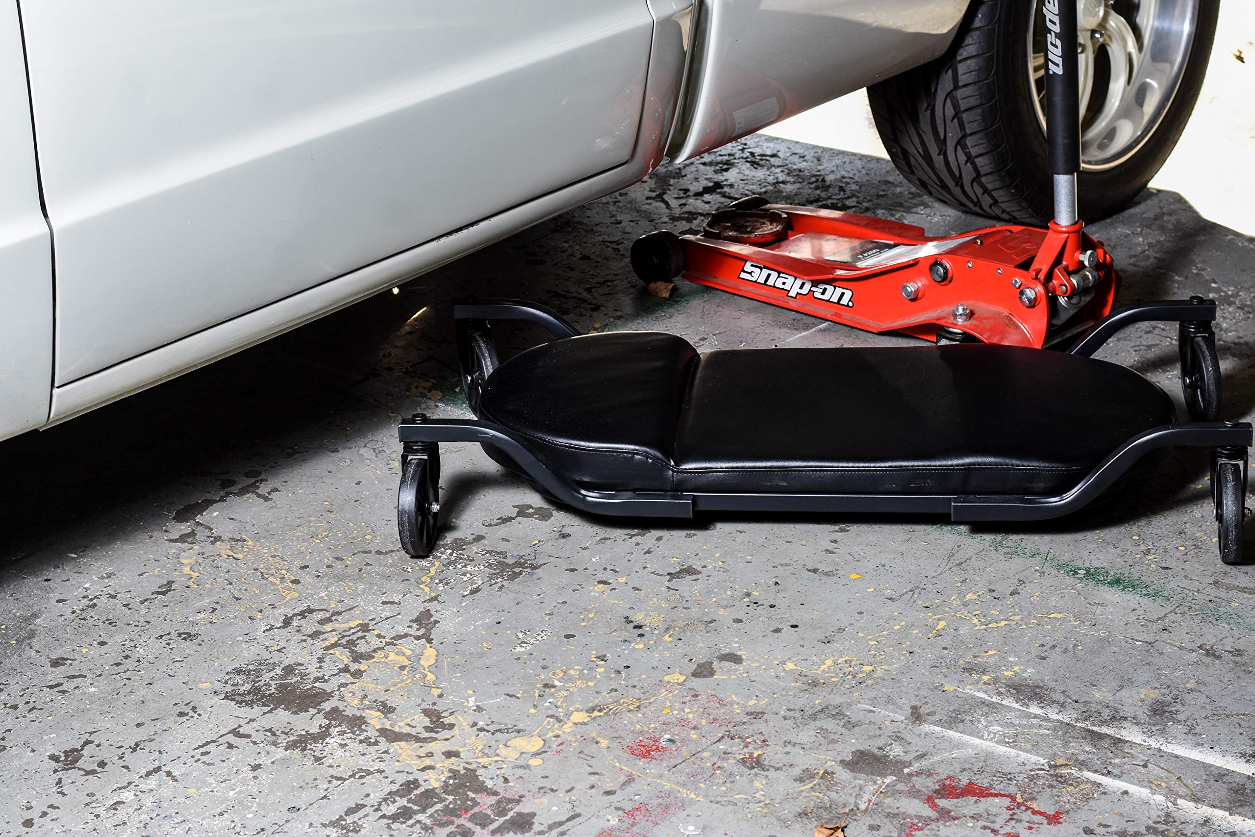 Traxion 1-100 Wide Body Low Profile Automotive Creeper with 5" All-Terrain Casters, Black