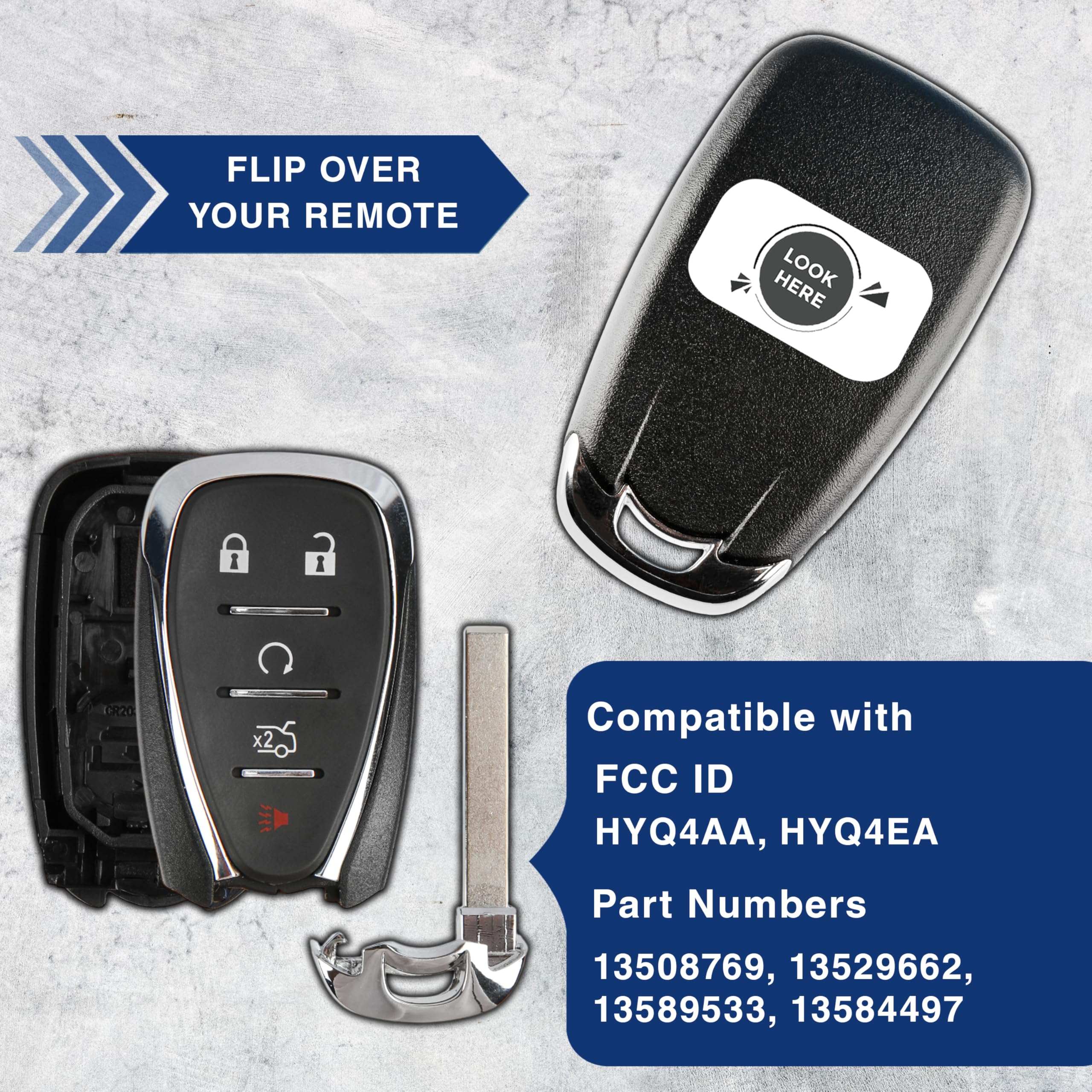 2X Keyless Option Remote Car Key Fob Shell Case For Chevrolet (Hyq4Ea)