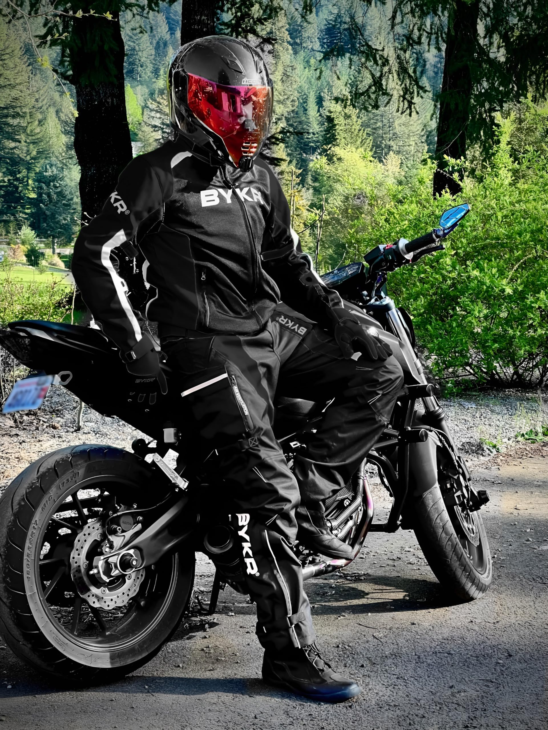 BYKR Motorcycle Pants for Men & Women, Armored Cordura Overpants, 36W x 30L, Black, Ideal for Enduro ATV Dual Sports Motocross