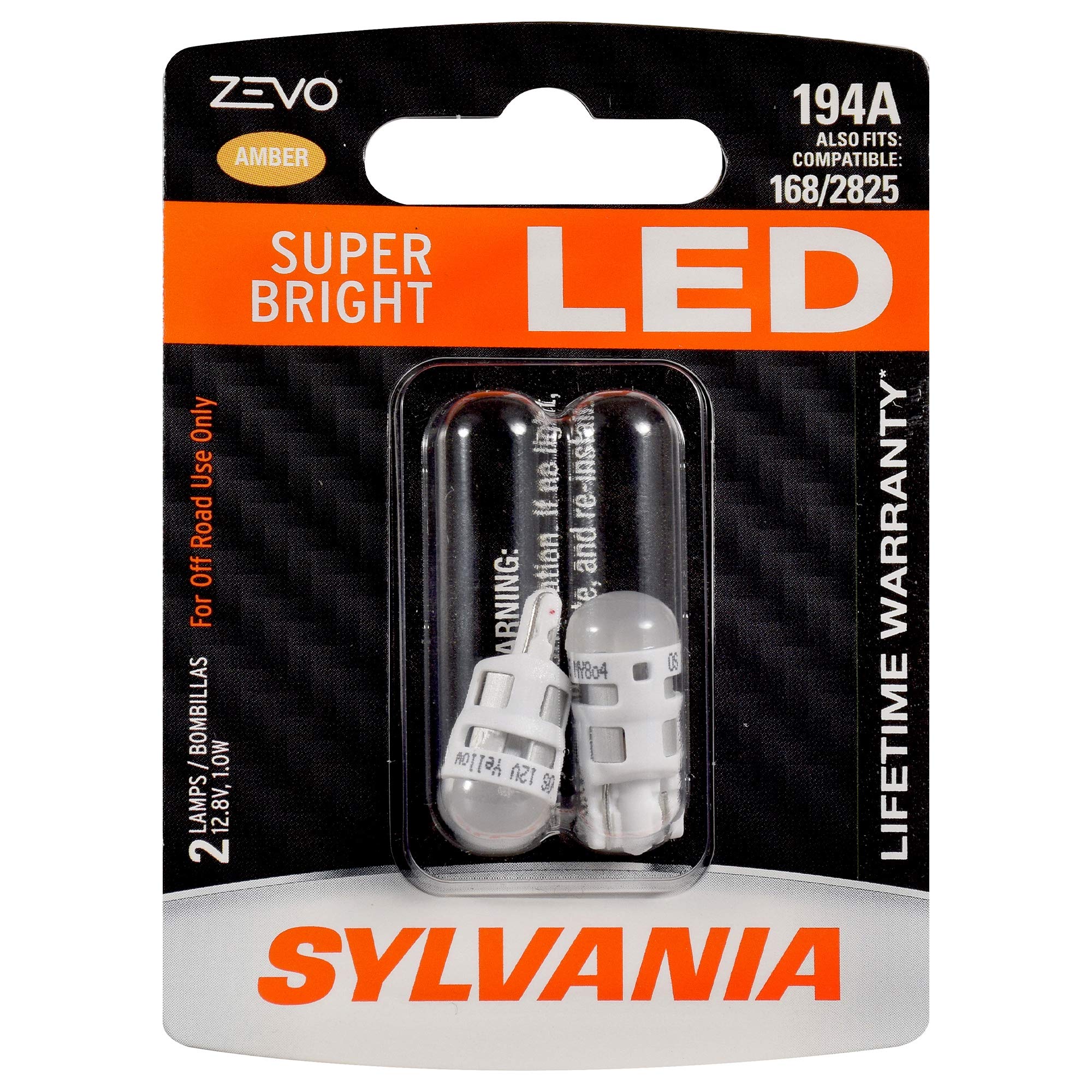 Sylvania Zevo 194 T10 W5W Amber Led Bulb, (Contains 2 Bulbs)