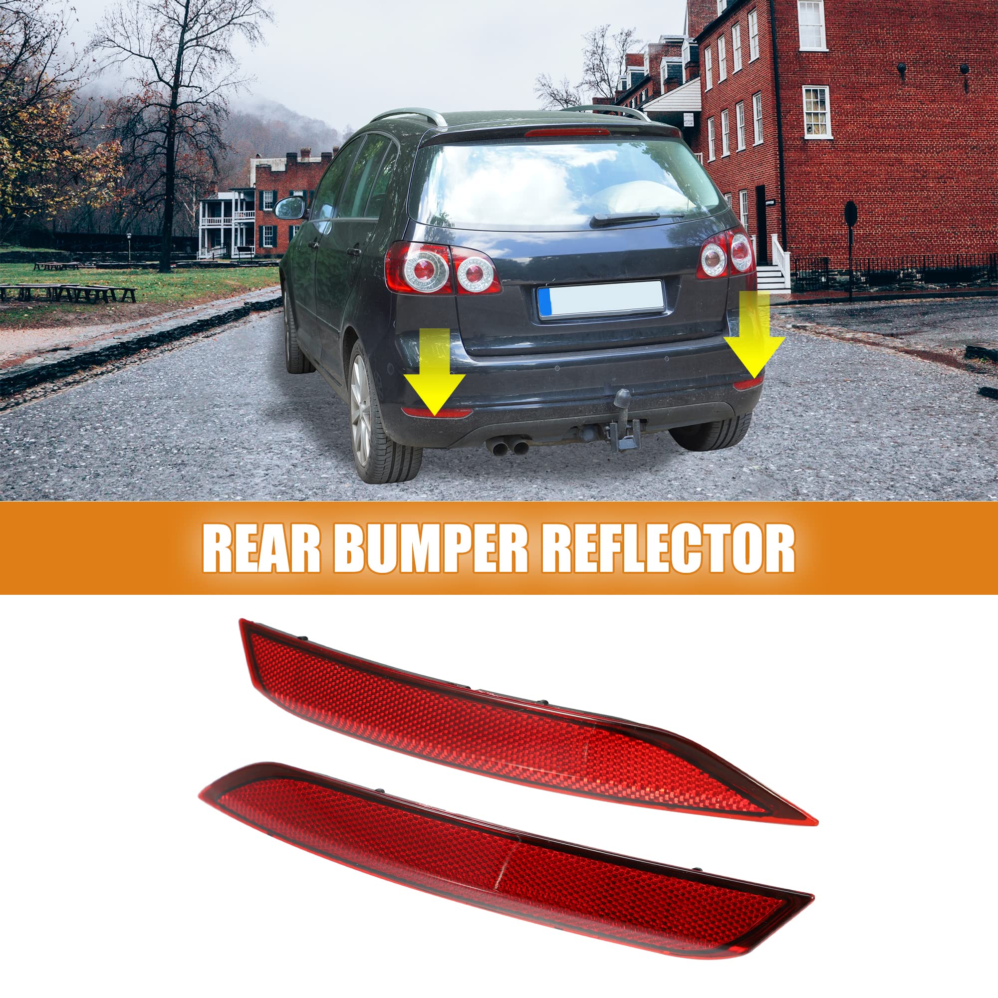 X Autohaux 1 Pair Rear Left Right Bumper Reflector Light Cover 6C0945105B 6C0945106B For Vw Polo 2014-2017 Red