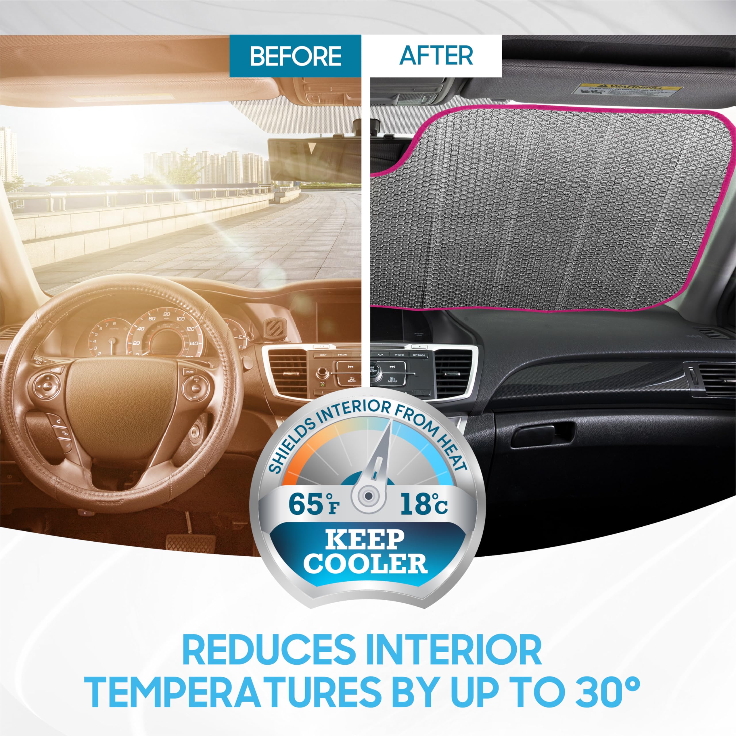 Bdk Pink Flamingo Windshield Sunshade For Car Truck & Suv - Folding Sun Shade For Front Window, Auto Sun Visor Heat Protection,