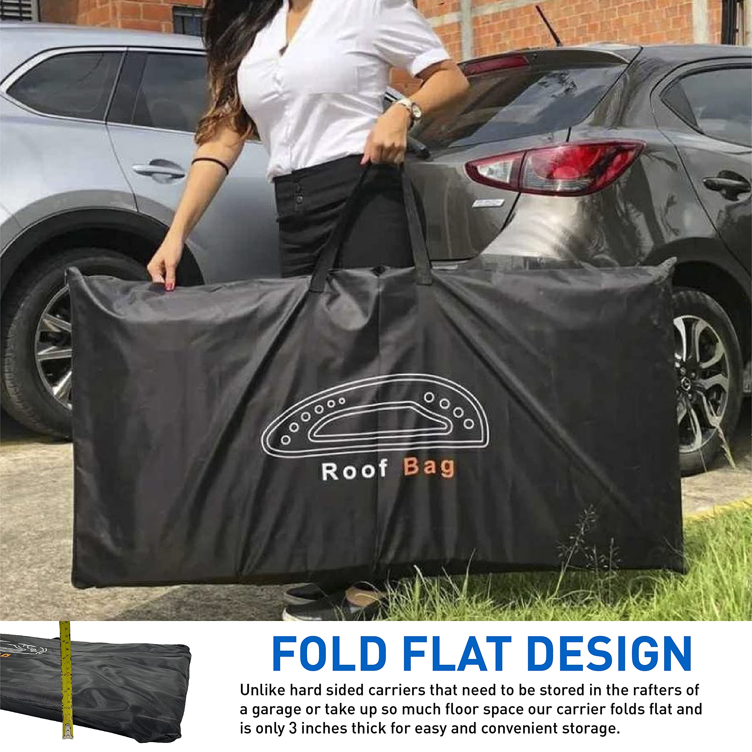 EASYGO Aerodynamic Rooftop Cargo Carrier Bag - 8 Cubic Feet, Soft Black Luggage for SUVs with/Without Rack