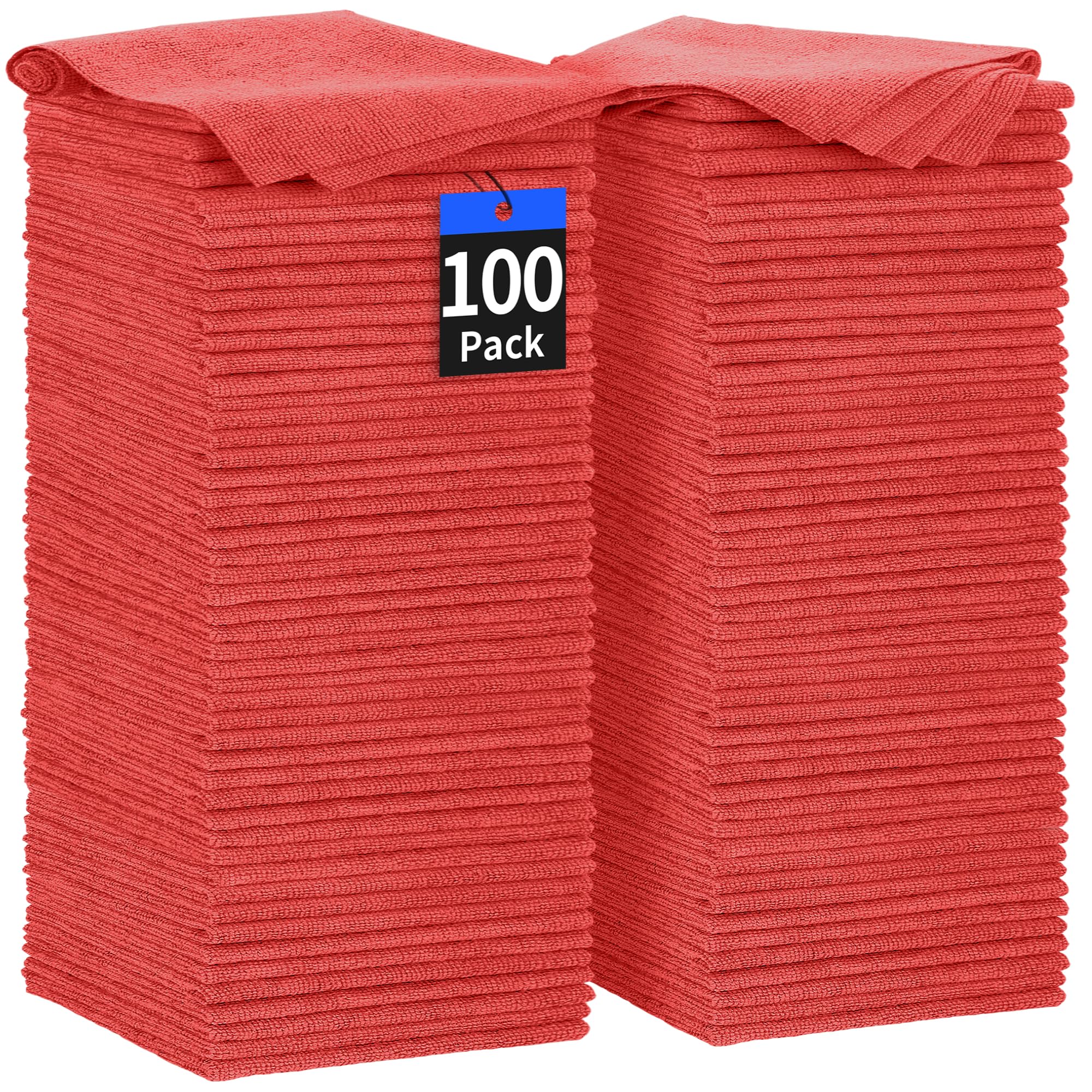 Homerhyme Shop Towels Rags, 100 Pack Microfiber Cleaning Cloth Bulk Absorbent Detailing Rags, Lint-Free Microfiber Towels For Ca
