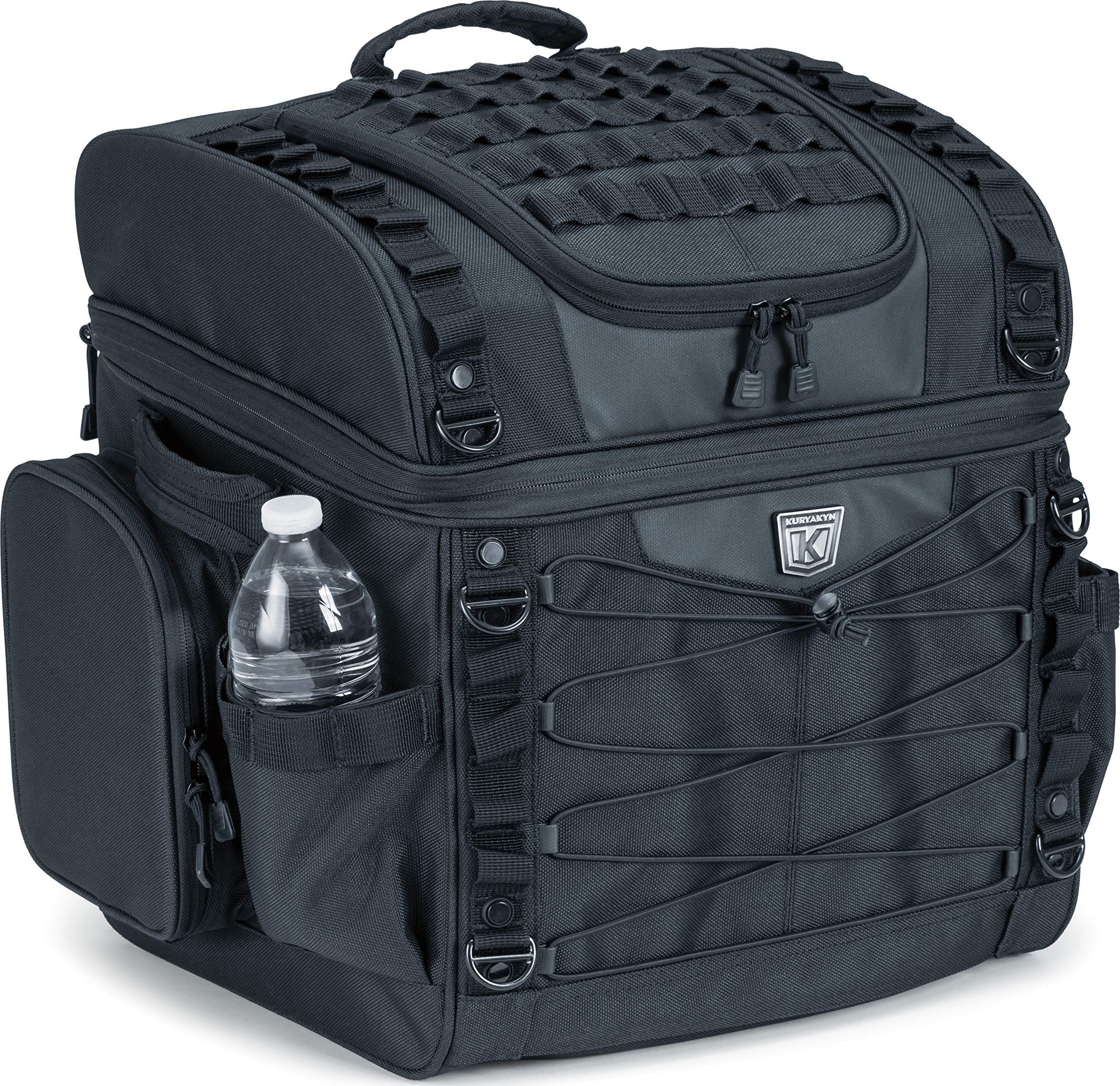 Kuryakyn 5285 Momentum Vagabond Motorcycle Travel Luggage: Weather Resistant Seat/Trunk/Rack Bag With Sissy Bar Straps, Black