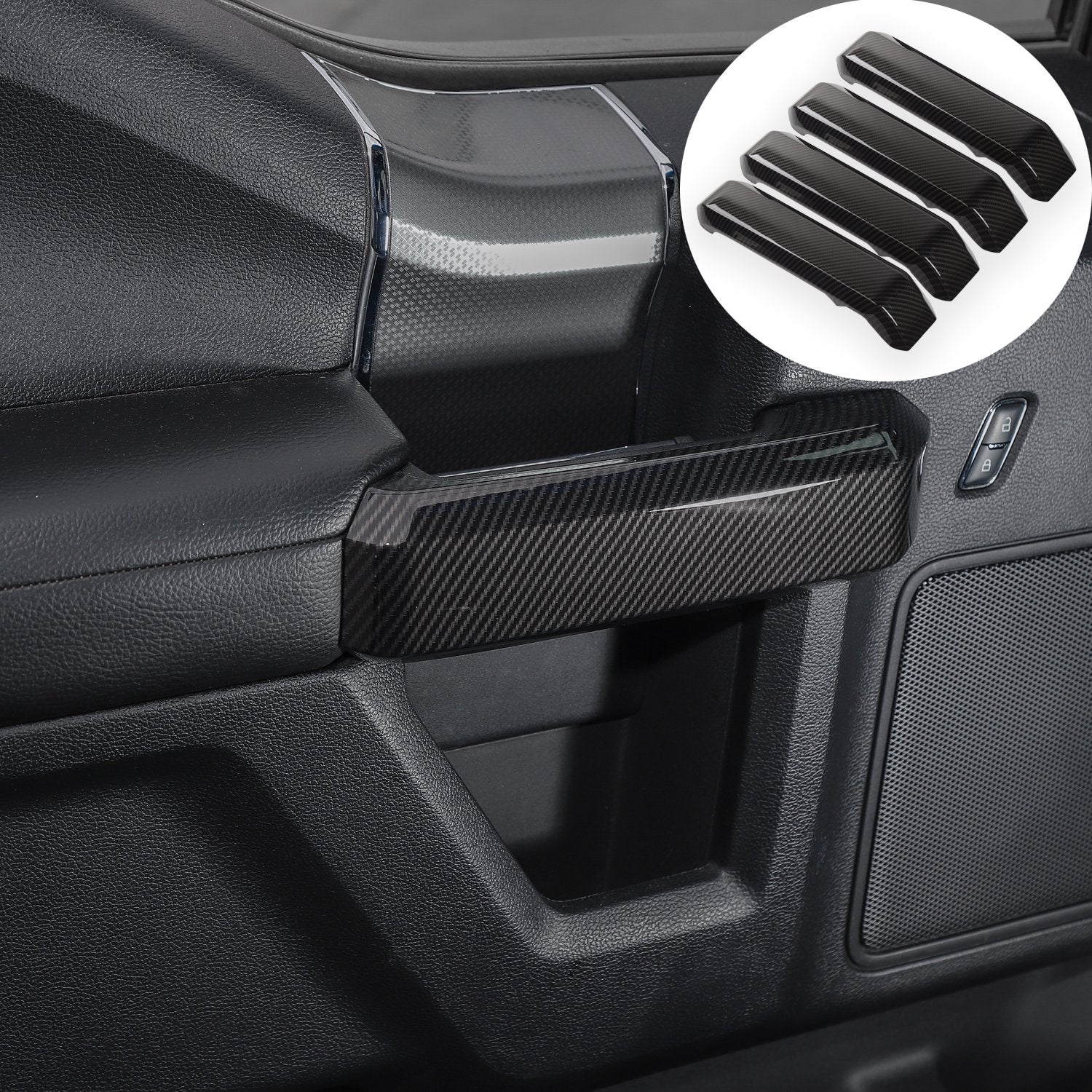 Voodonala For F150 Inner Door Handles Covers Interior Decoration Trim Kits For F150 2015-2020 Accessories, Carbon Fiber Grain, 4