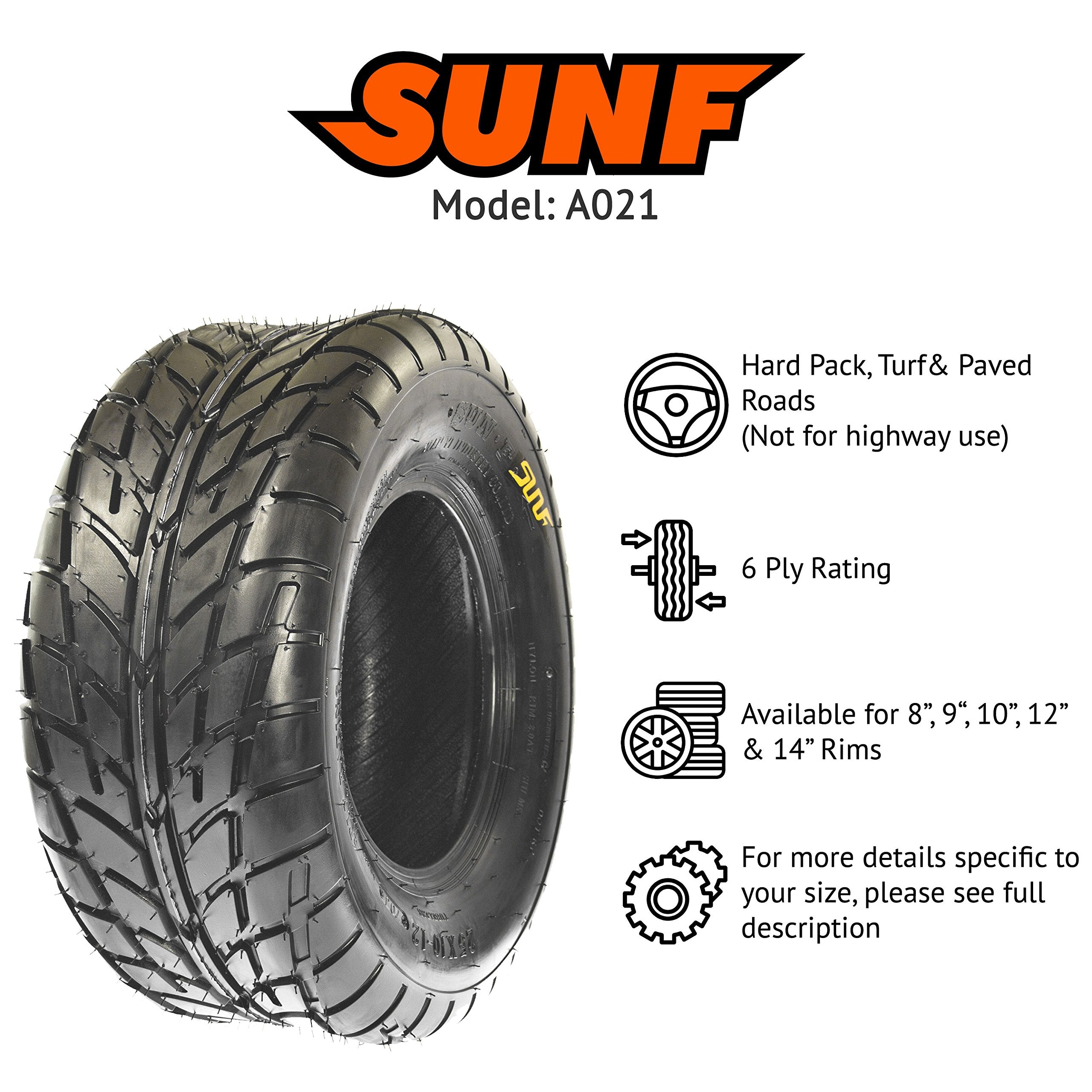 SunF 26x8-14 26x8x14 Hardpack Race Sport ATV UTV Tire 6 PR A021 - SET of 4