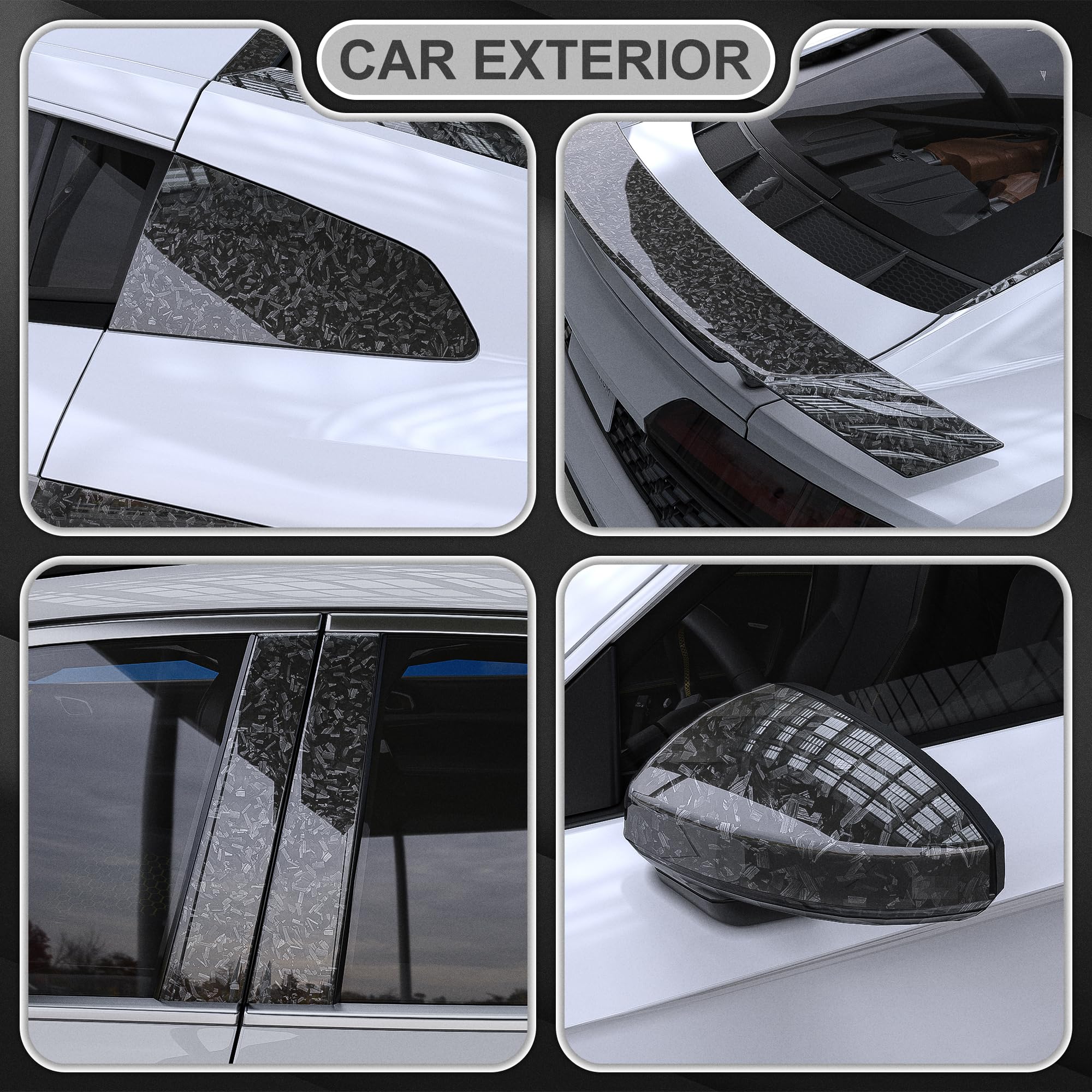 Lypumso Grey Forged Carbon Fiber Vinyl Wrap - Self-Adhesive Car Body Wrap, 1ft x 10ft, Ideal for DIY Vehicle Interior & Exterior