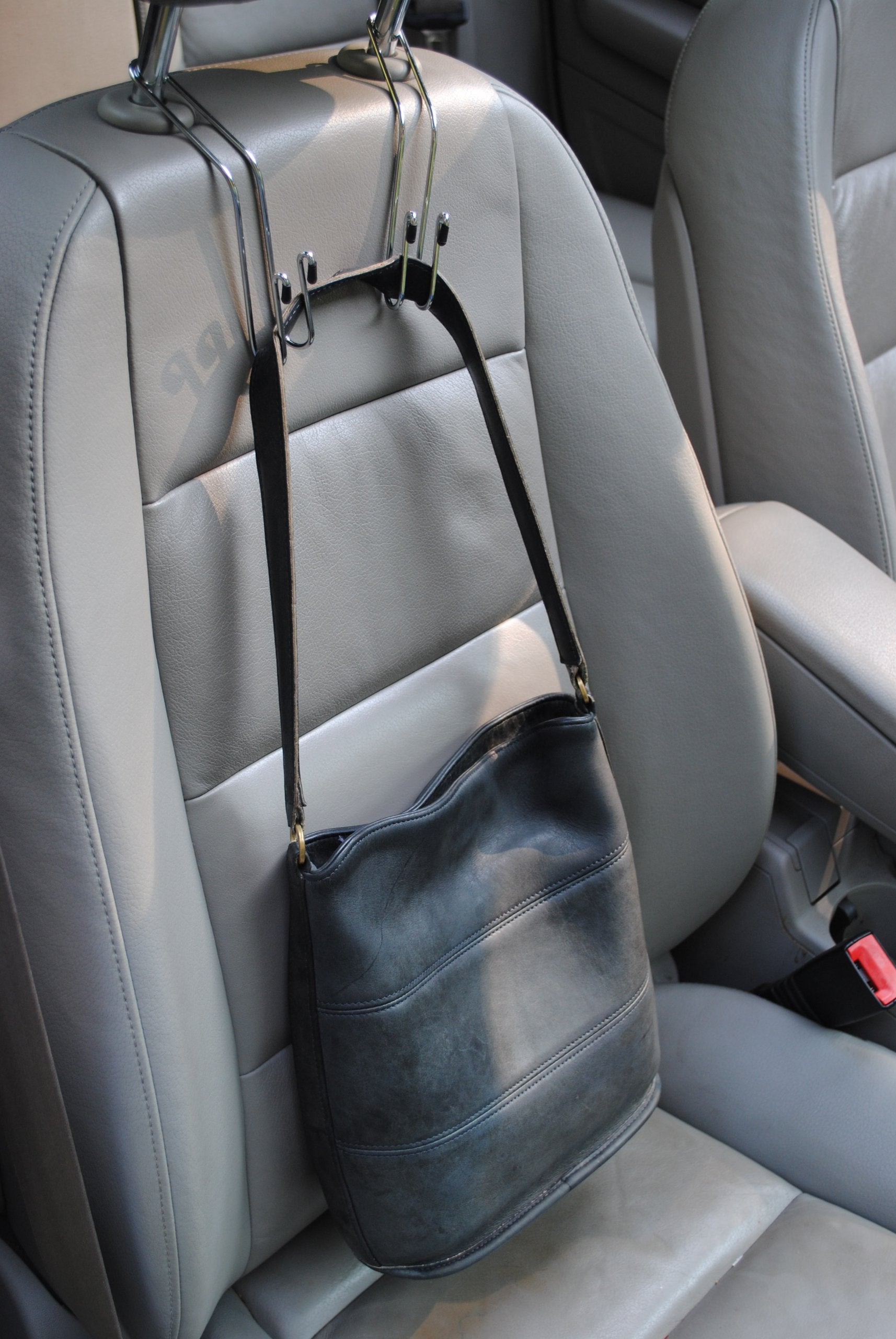Maxsa 20057 Metal Headrest Hanger 2 Hooks For Bags, Purses And Car Storage (2-Pack), Chrome