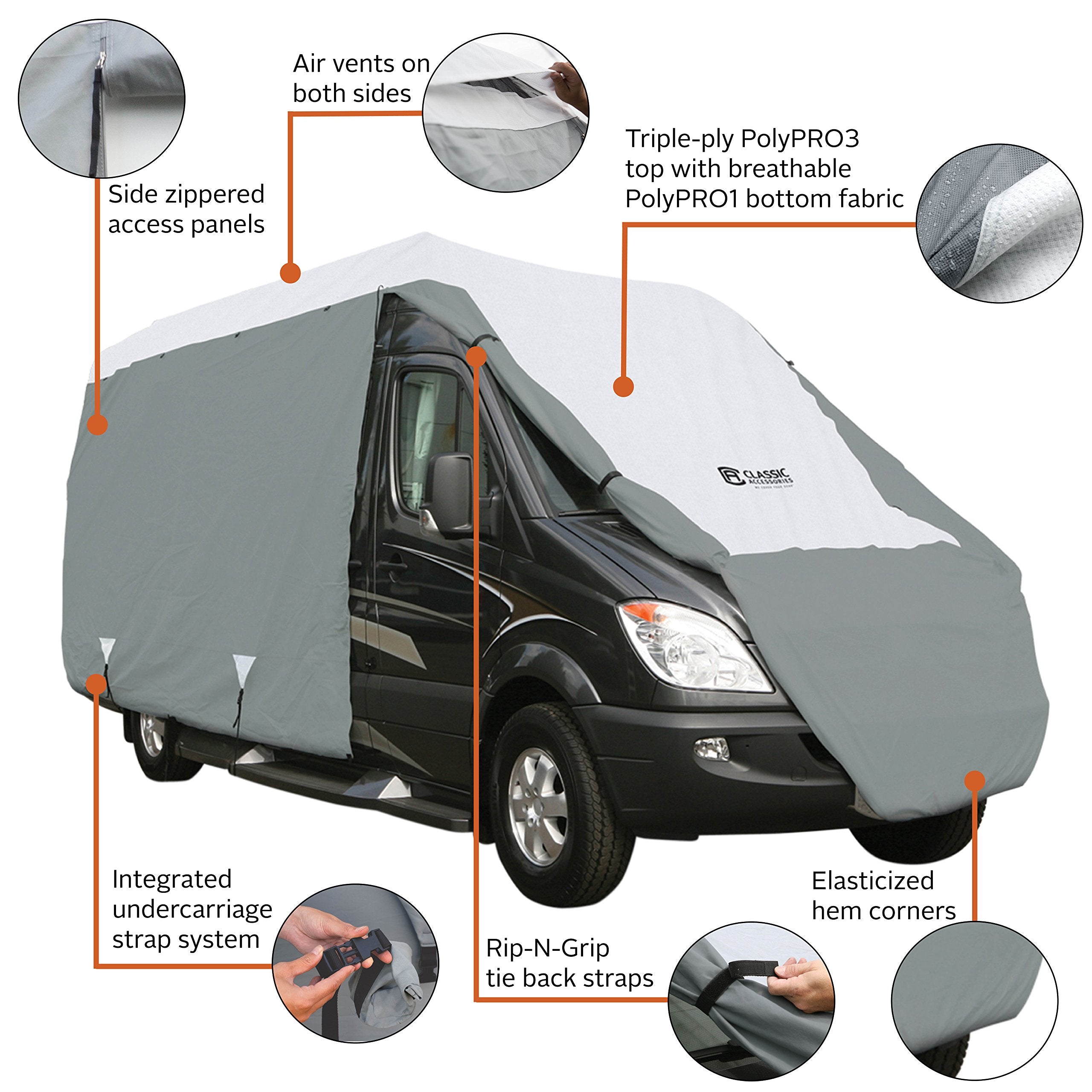 Classic Accessories Over Drive Polypro3 Deluxe Class B Rv Cover, Fits 23' - 25'L X 117H