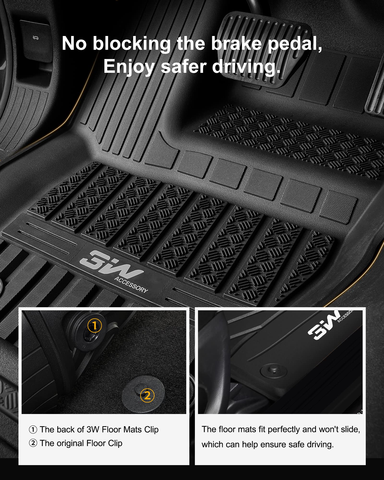 3W Floor Mats & Cargo Liner for Land Rover Defender 110 (2020-2025) - TPE All Weather, Black, Custom Fit Full Set