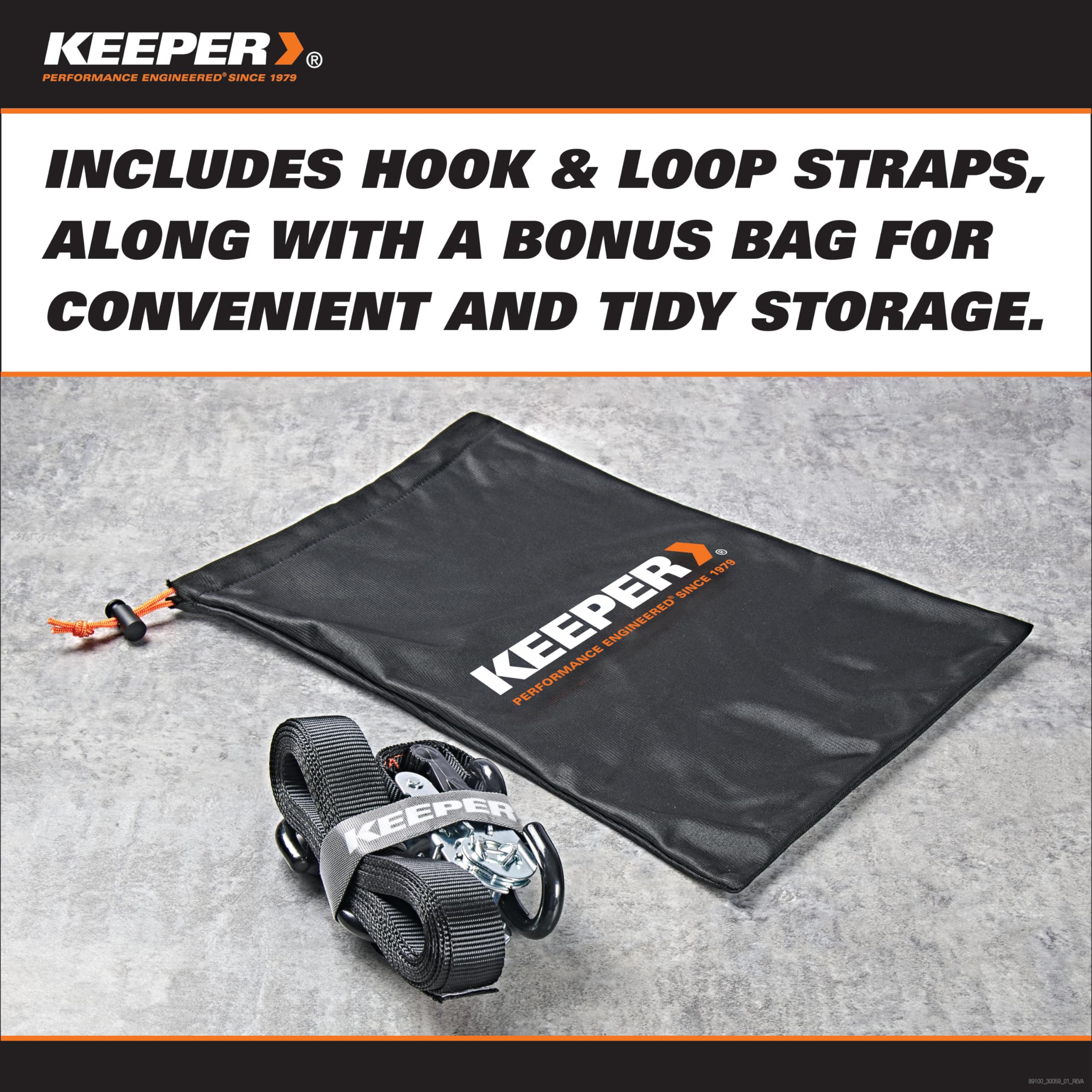 Keeper Ratchet Tie Down Kit (4PK) - 1800lb Max Break Strength, Includes (4) Premium 1'' x 15' Rachet Tie Down Straps with Padded