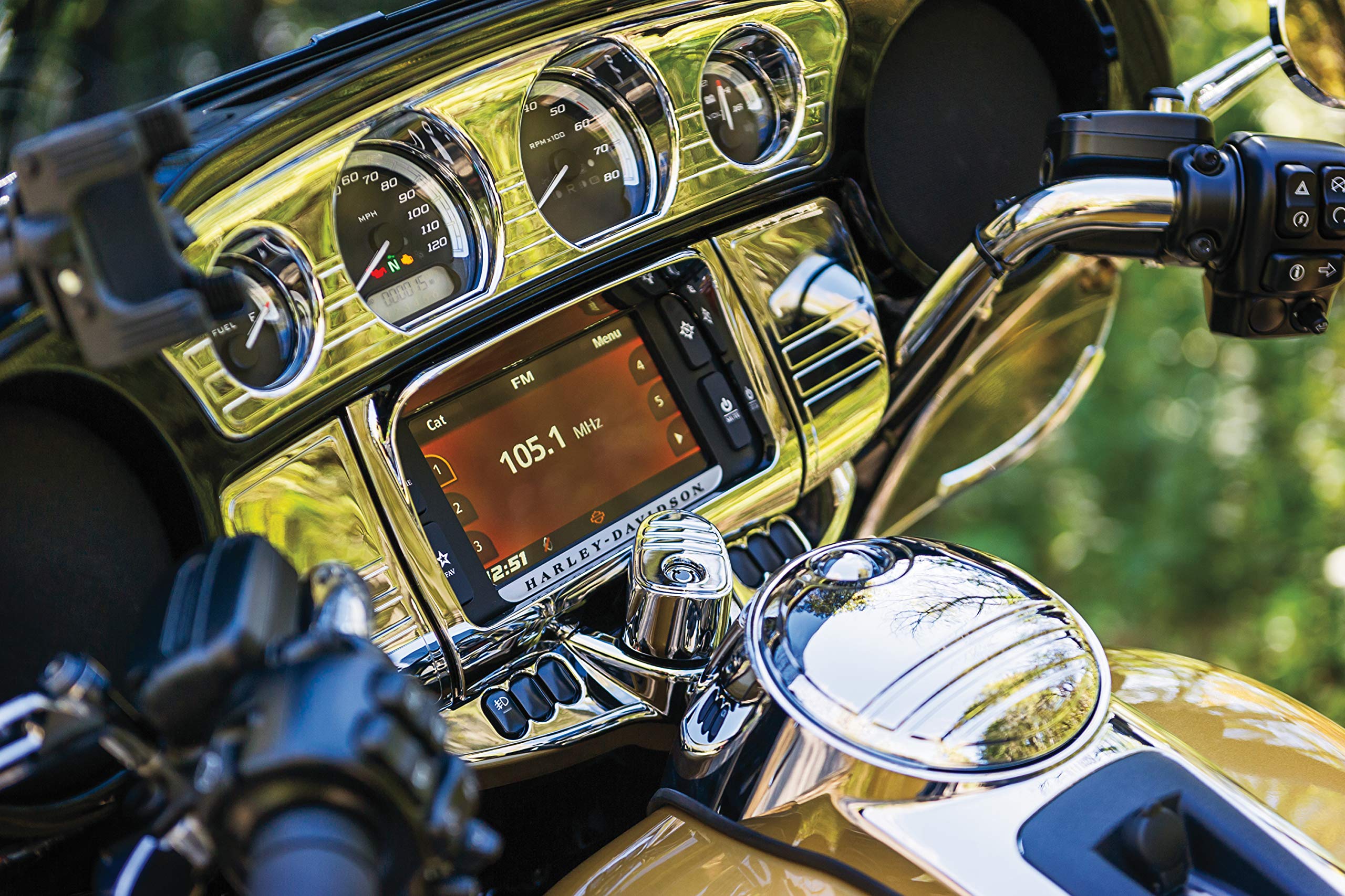 Kuryakyn 7240 Motorcycle Accent Accessory: Deluxe Tri-Line Stereo Trim Kit for 2014-19 Harley-Davidson Touring & Tri Glide Motor
