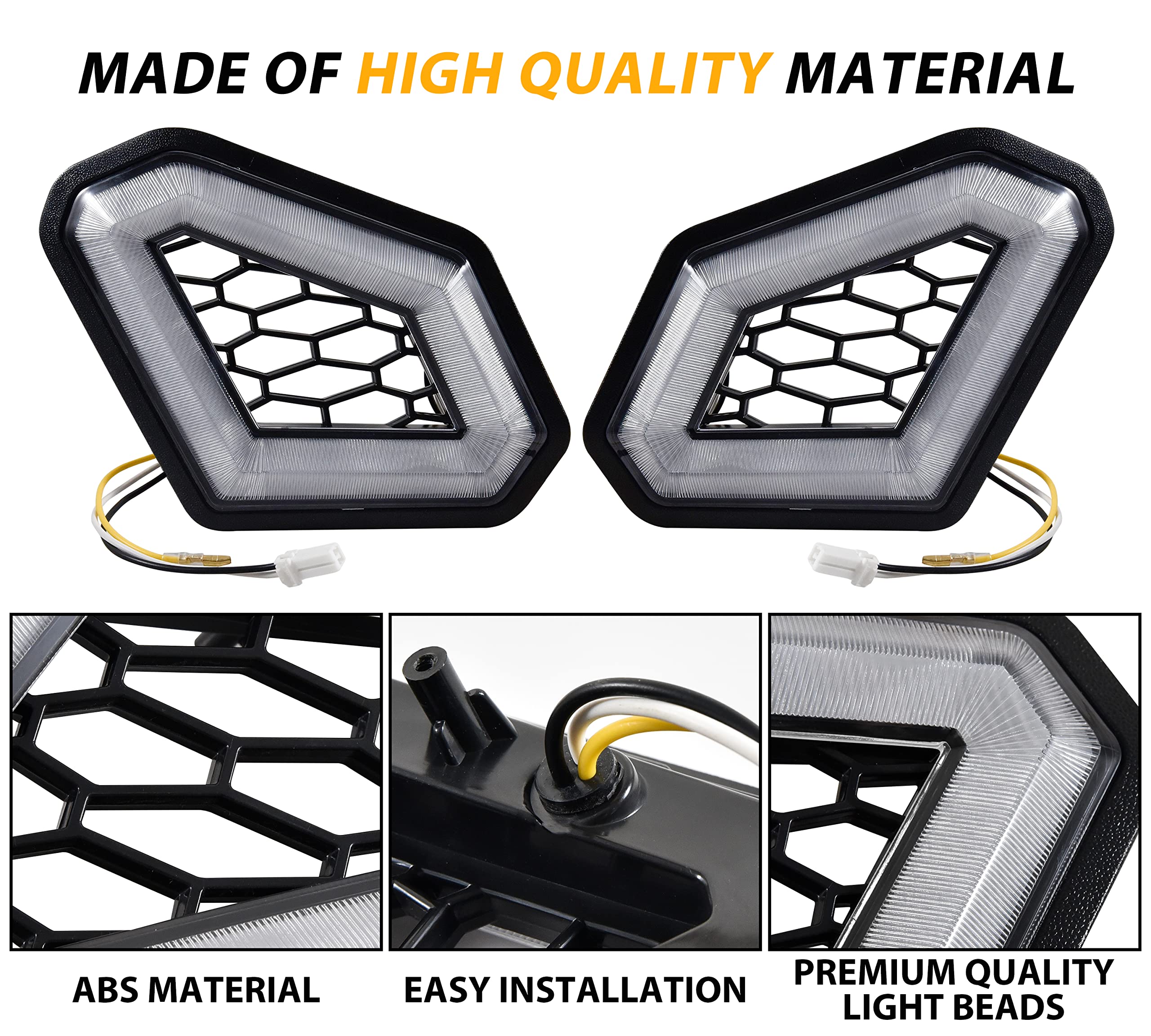 SAUTVS LED Front Accent Lights for Can-Am X3, Clear Auxiliary Turn Signal Lamps, Model ZP-YJ-030602-037, 2PCS