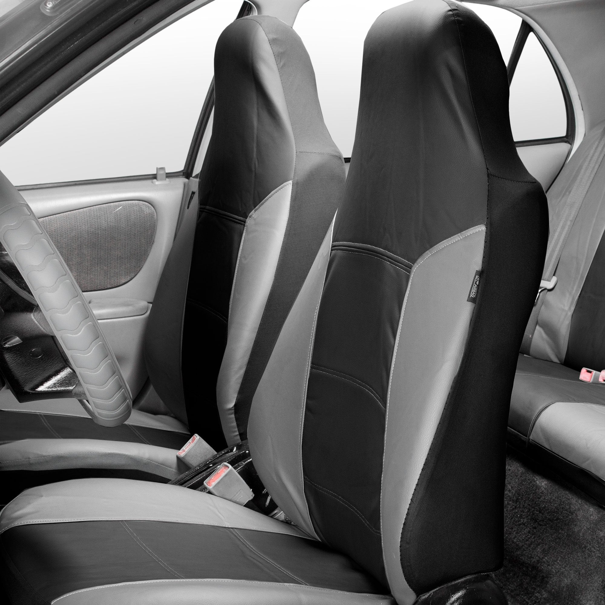 FH Group Car Seat Covers Full Set Royal Seat Cover-Universal Fit Gray, Automotive Seat Covers, 1-Piece Front Seat Covers, Airbag