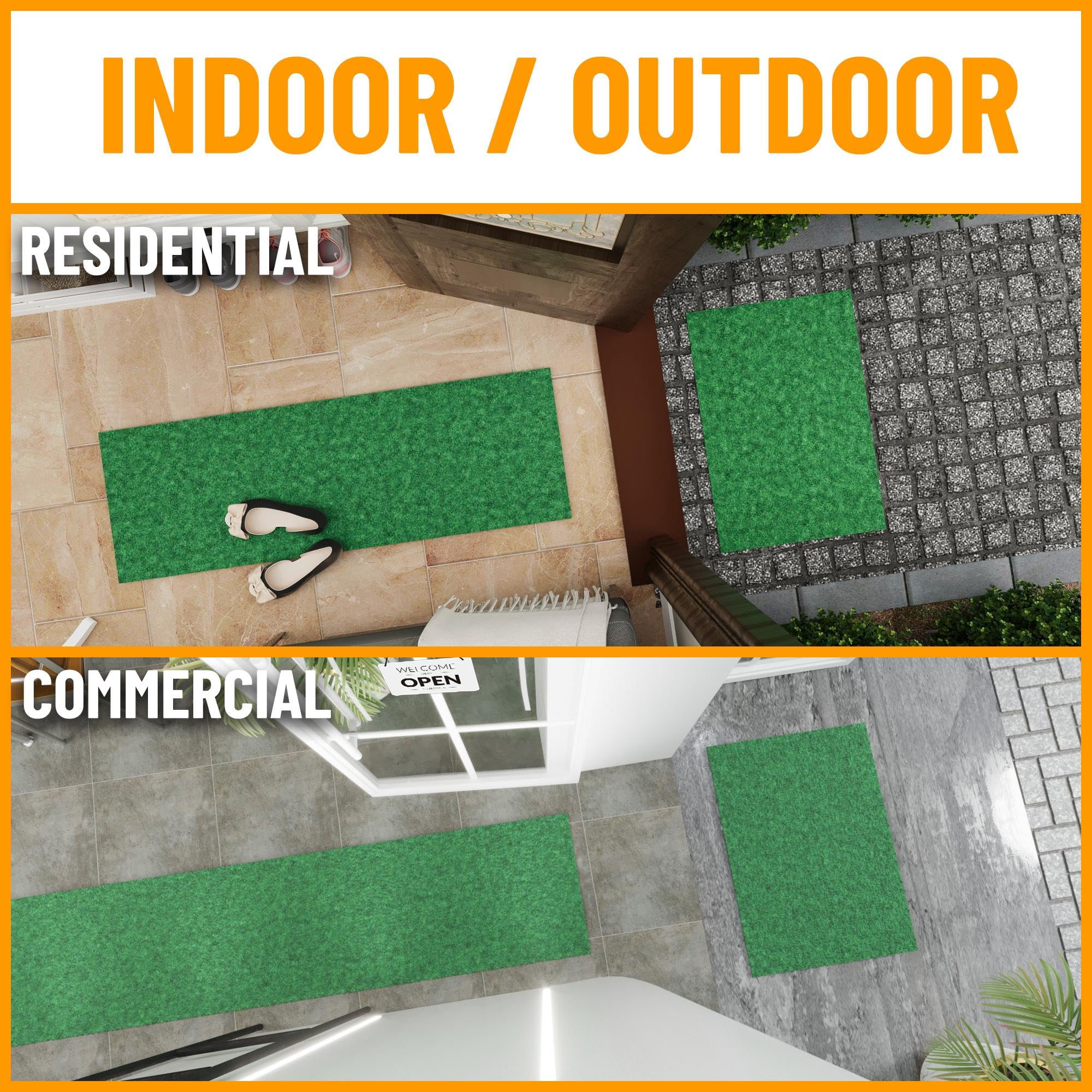 Ottomanson Solid Design Non-Slip Rubberback 3X13 Indoor/Outdoor Runner Rug For Hallway, Kitchen, Living Room, Garage, Patio, 2'7