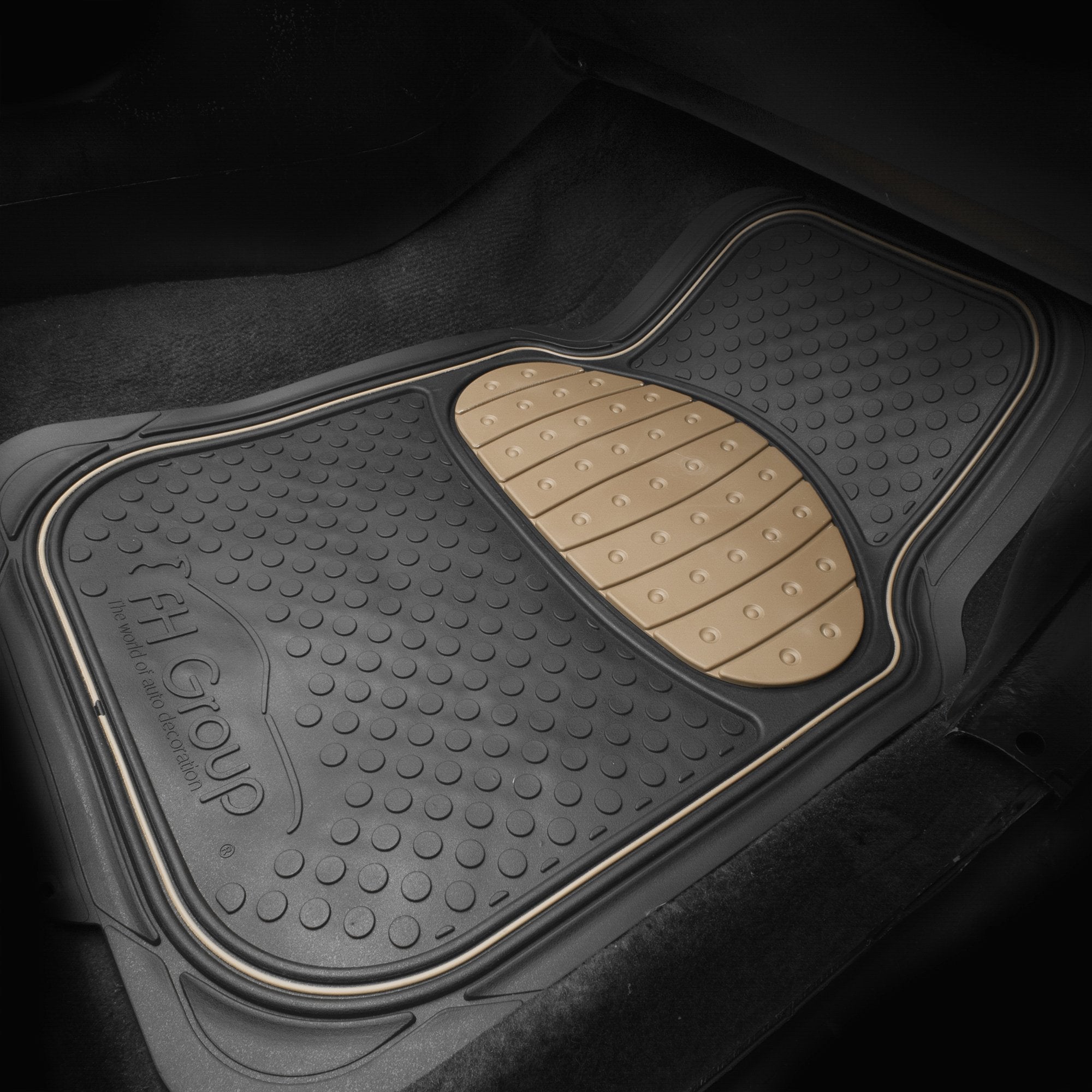 Fh Group Heavy-Duty Car Mats - Universal Fit, Trimmable Rubber Floor Mats, Sedans, Suvs, Trucks - Beige