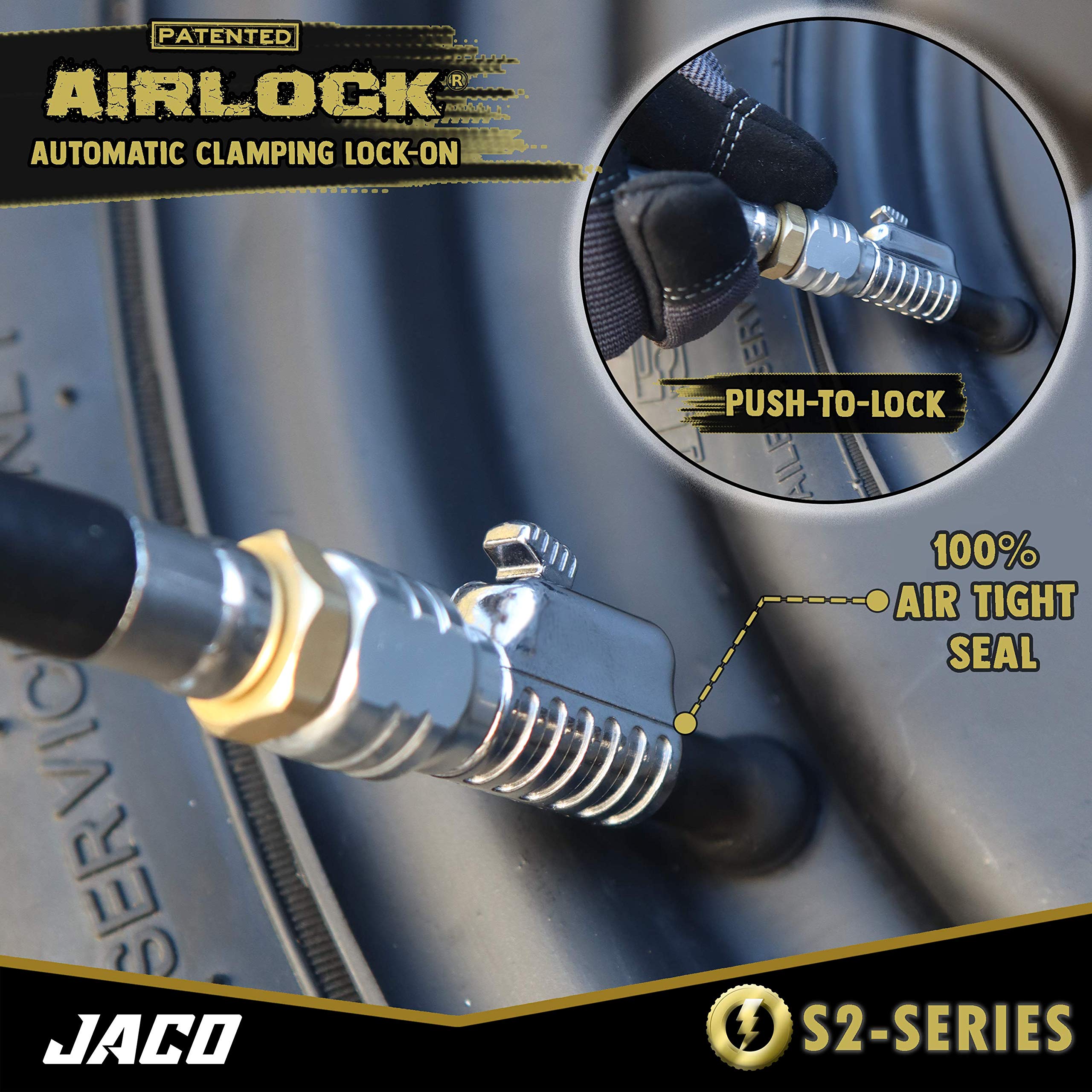 Jaco Lightning S2-Series Tire Air Chuck - 1/4'' F-Npt | Open Flow (2 Pack)