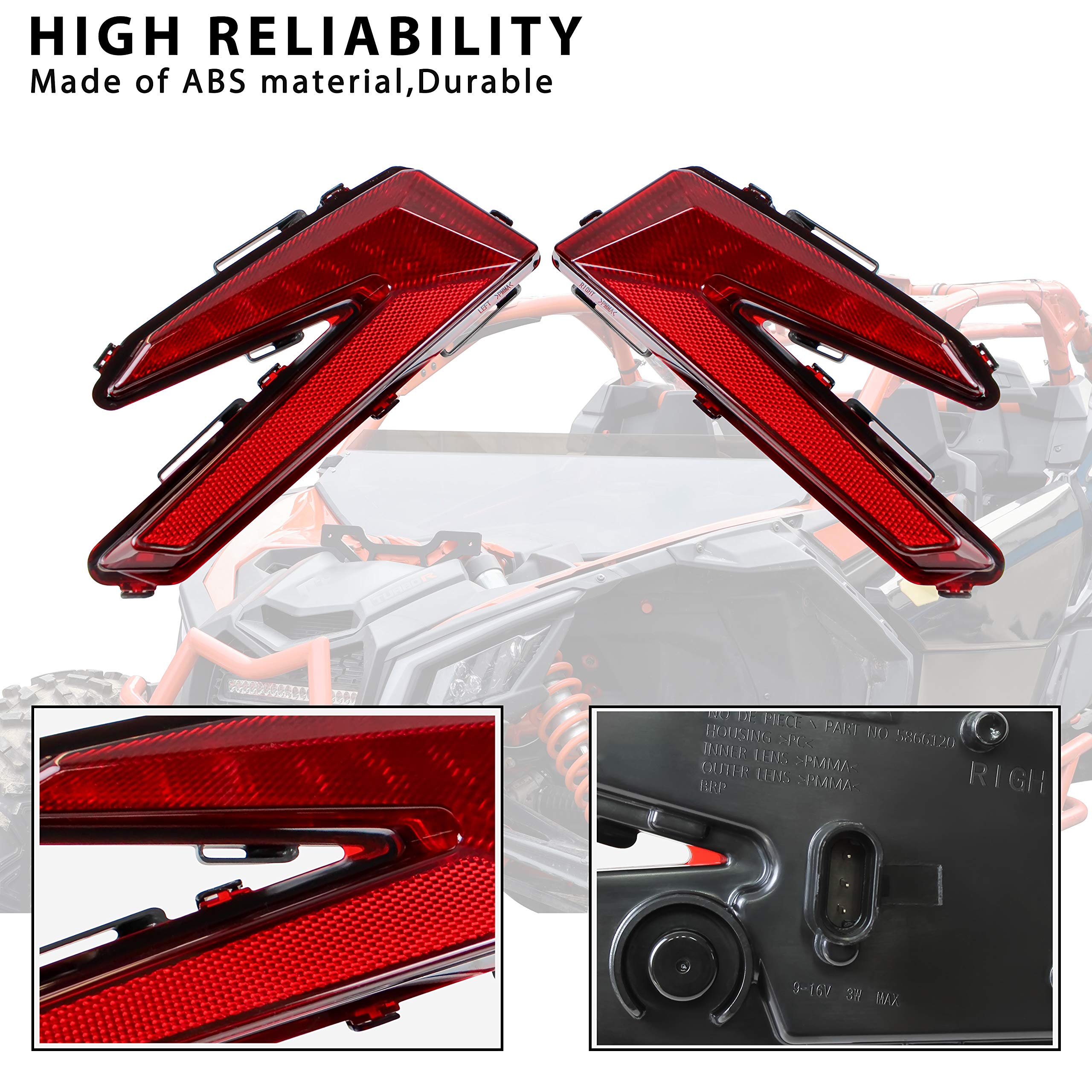 SAUTVS LED Taillights for Can Am X3, Red Rear Brake Stop Lights Tail Lamps for Can-Am Maverick X3 XDS XRS Max Turbo R 2017-2024