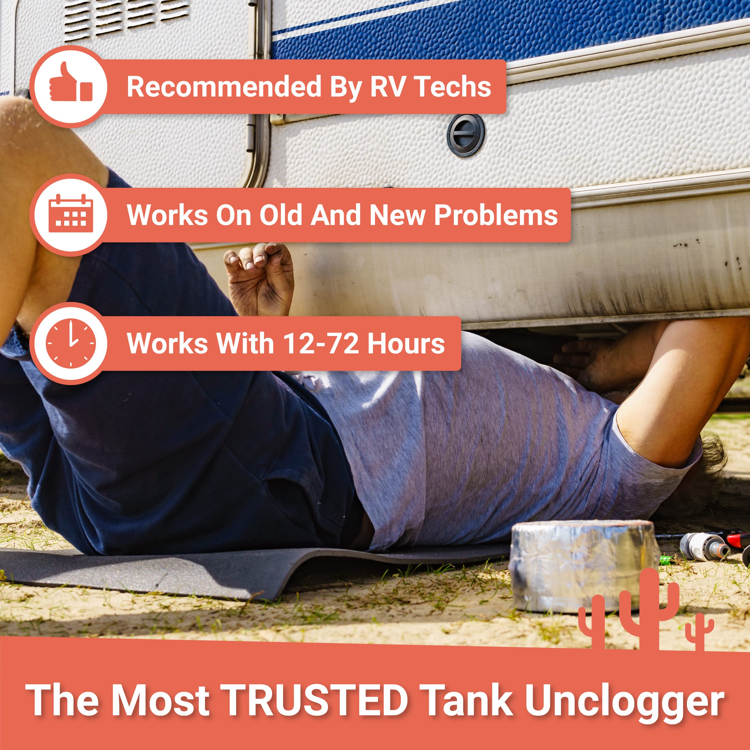Unique Clear-It RV Black Tank Unclogger Liquid - Breaks Through Clogs, 32 oz, Model 41P-1-AZ, Ideal for Pyramid Plugs & Compacted Tanks