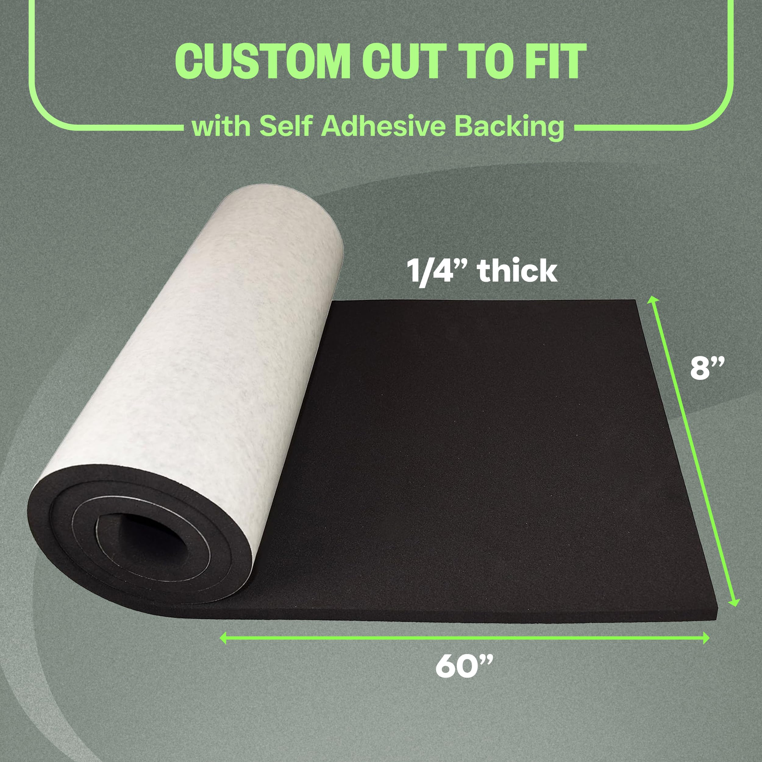 XCEL Marine Foam Roll with Self Adhesive (Black, 60'' x 8'' x 1/4'' (2 Pack))