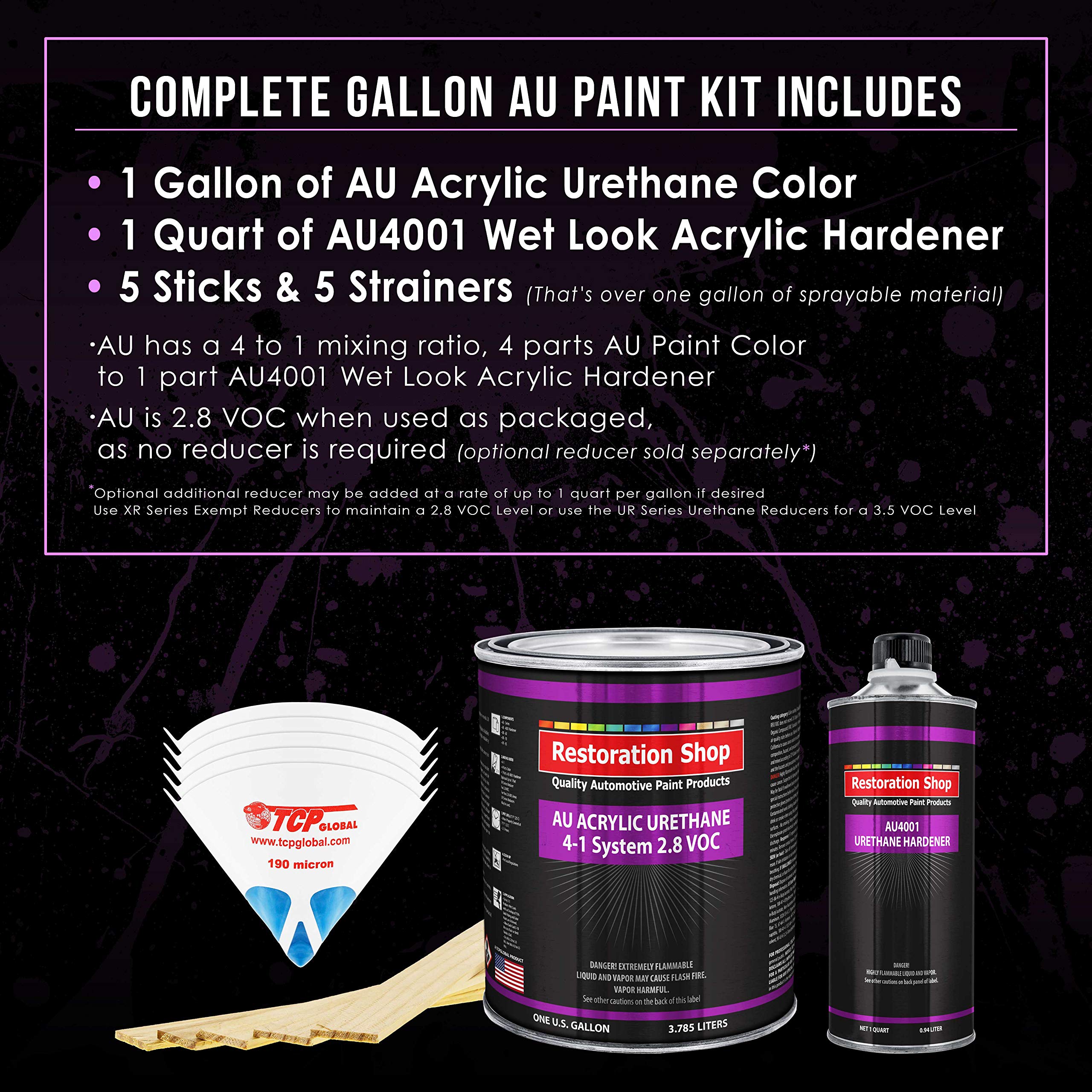 Restoration Shop British Racing Green Metallic Auto Paint Kit - 12 Piece, High Gloss Acrylic Urethane, 4:1 Mix Ratio