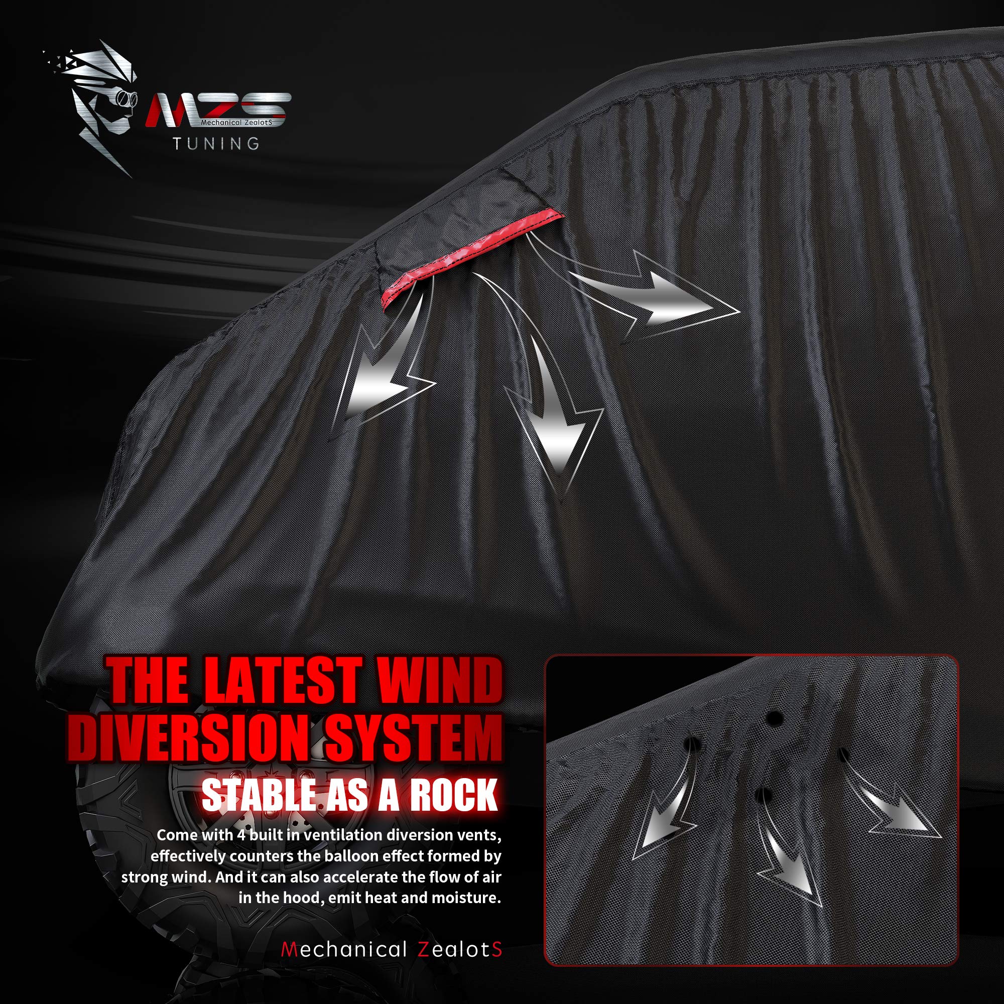 Mzs Utv Cover, All Weather Waterproof Side By Side Cover Protection Universal Fits Up To 120 Inch Utility Vehicle Covers - Vents