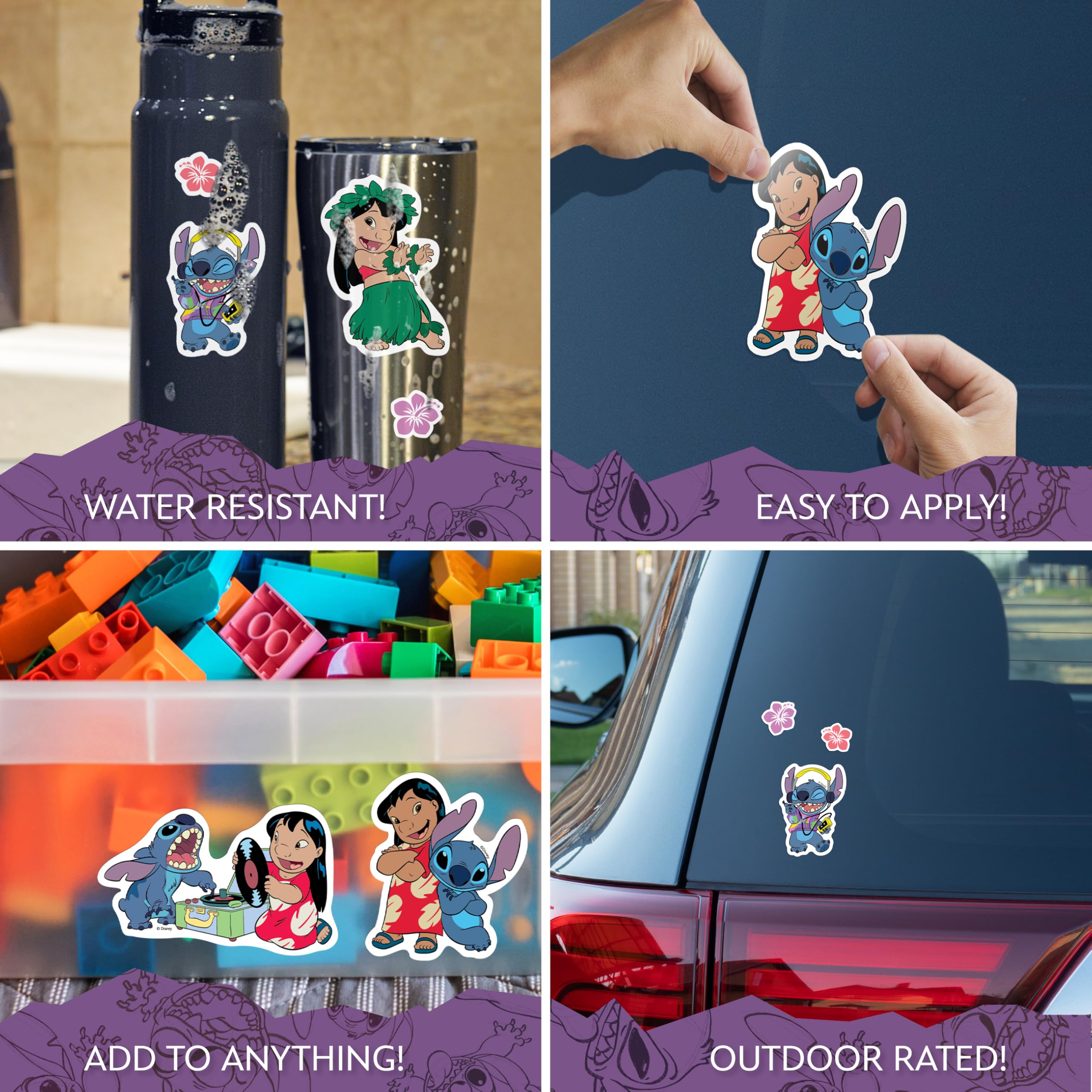 Disney Lilo and Stitch Decals - Set of 6 Lilo and Stitch Stickers for Kids and Adults - Vinyl Decals for Laptop, Tumbler, Water