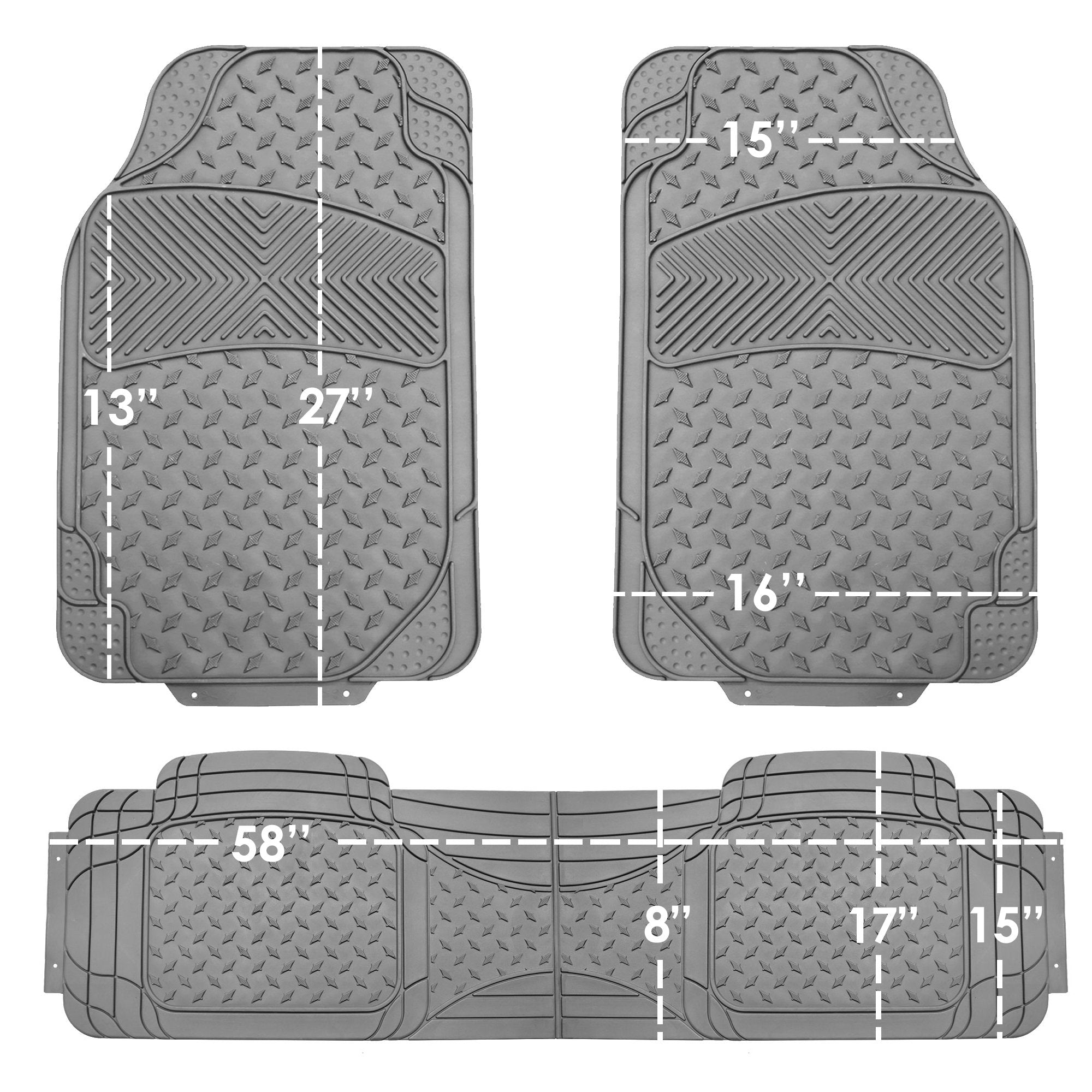 Automotive Floor Mats Gray Climaproof For All Weather Protection Universal Fit Trim To Fit For Most Cars, Suvs, And Trucks, 3 Ro