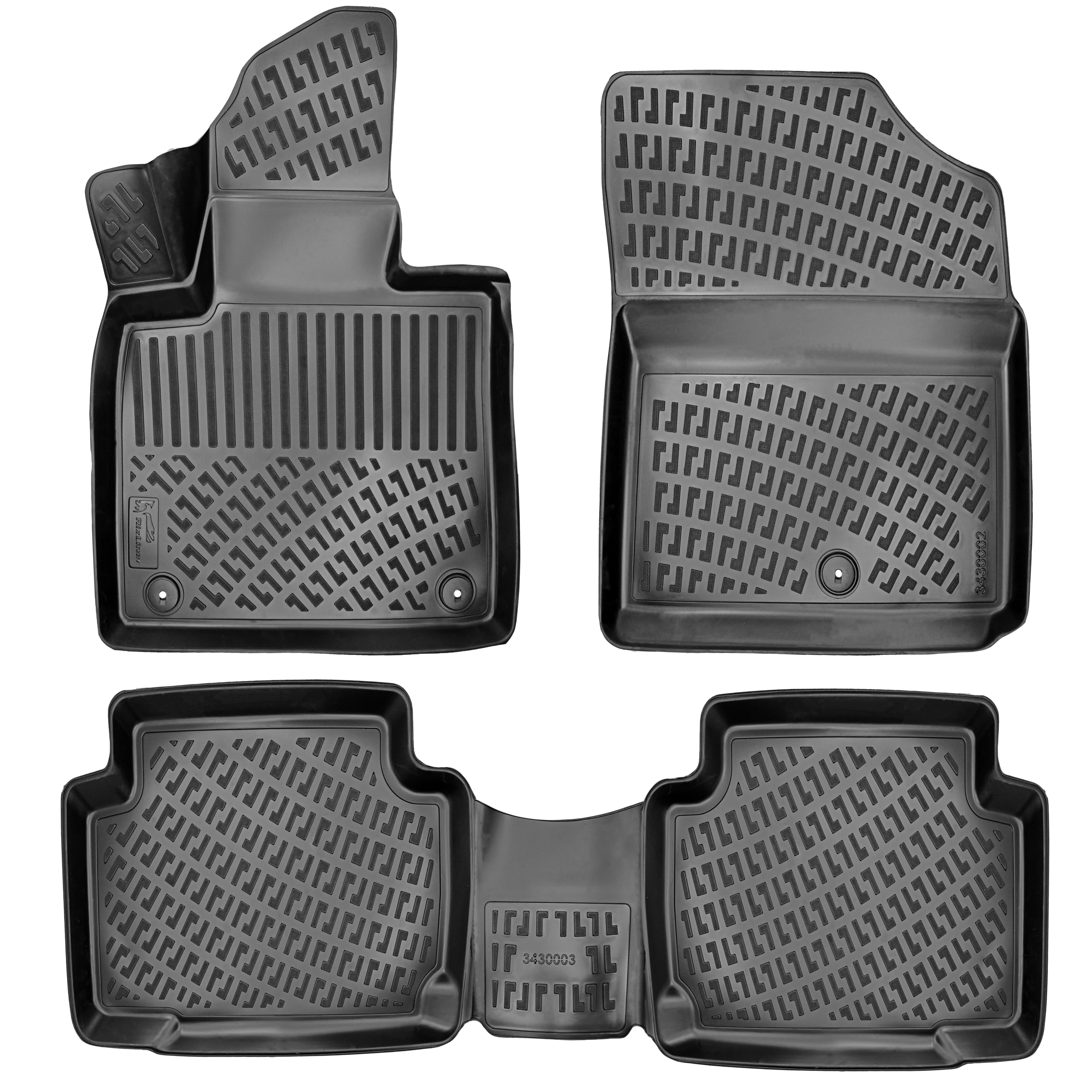 Rizliner Hyundai Santa Fe 2021-2023 (No Hybrid Models) Floor Mats 3D Custom Fit Compatible With Santa Fe Rubber Car Mats Laser M