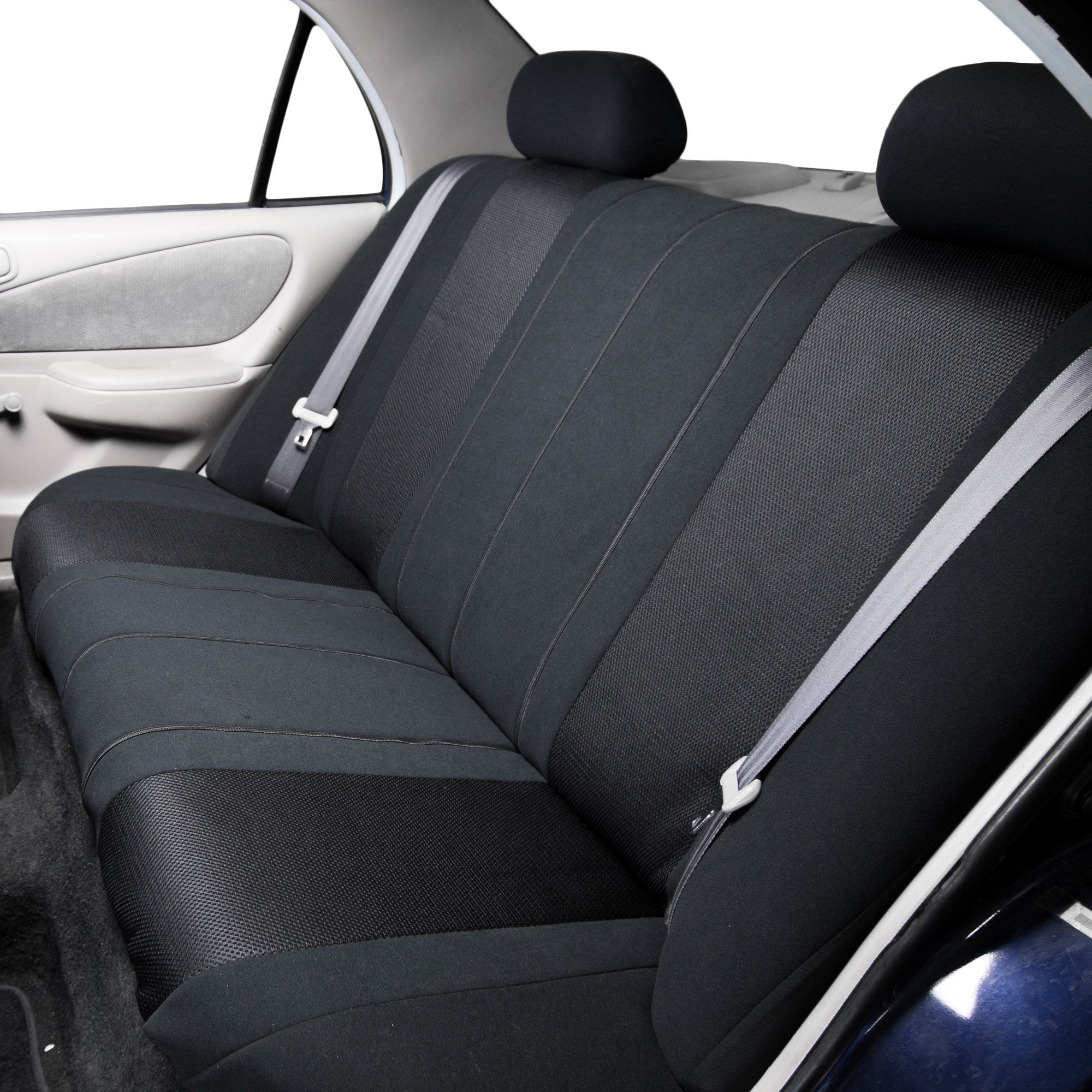 Fh Group Automotive Seat Cover Universal Fit Rear Seat Cover Sports Solid Black Seat Cover For Back Seat Split Bench Car Seat Pr