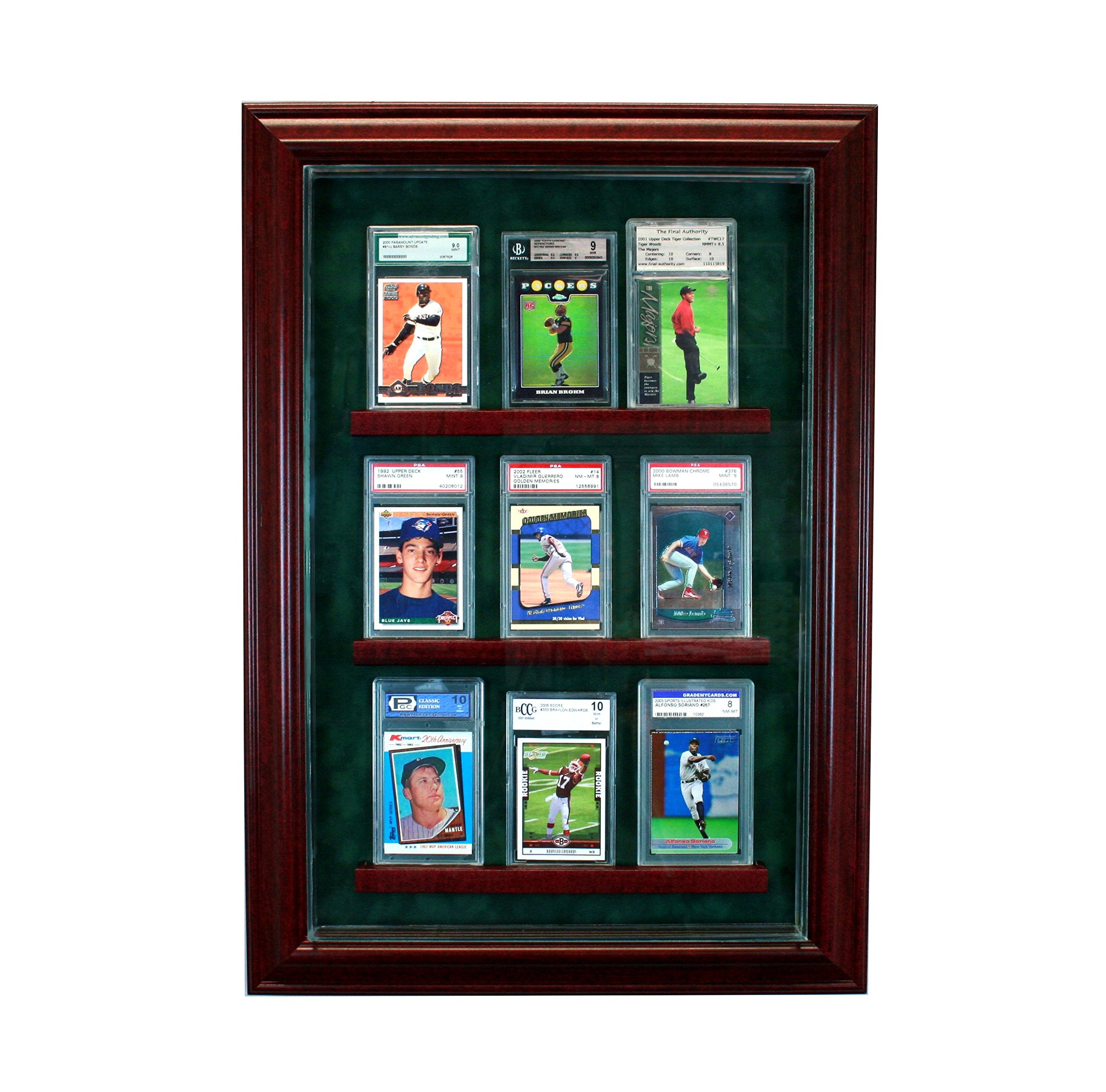 Perfect Cases 9 Graded Trading Card Cabinet Style Display Case With Hinged Door And Suede Backing -Like New