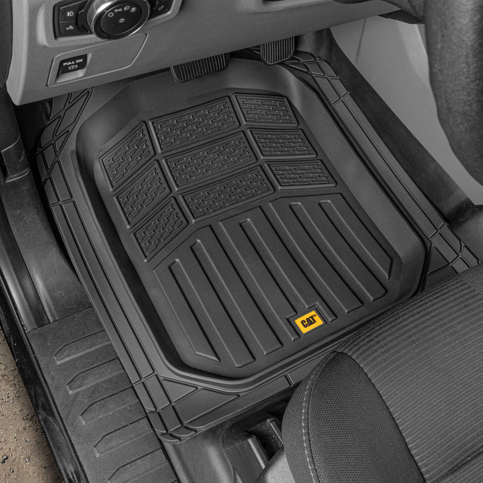 Cat CAMT-9014 (4-Piece) Heavy Duty Deep Dish Rubber Floor Mats, Trim to Fit for Car Truck SUV & Van, All Weather Total Protectio