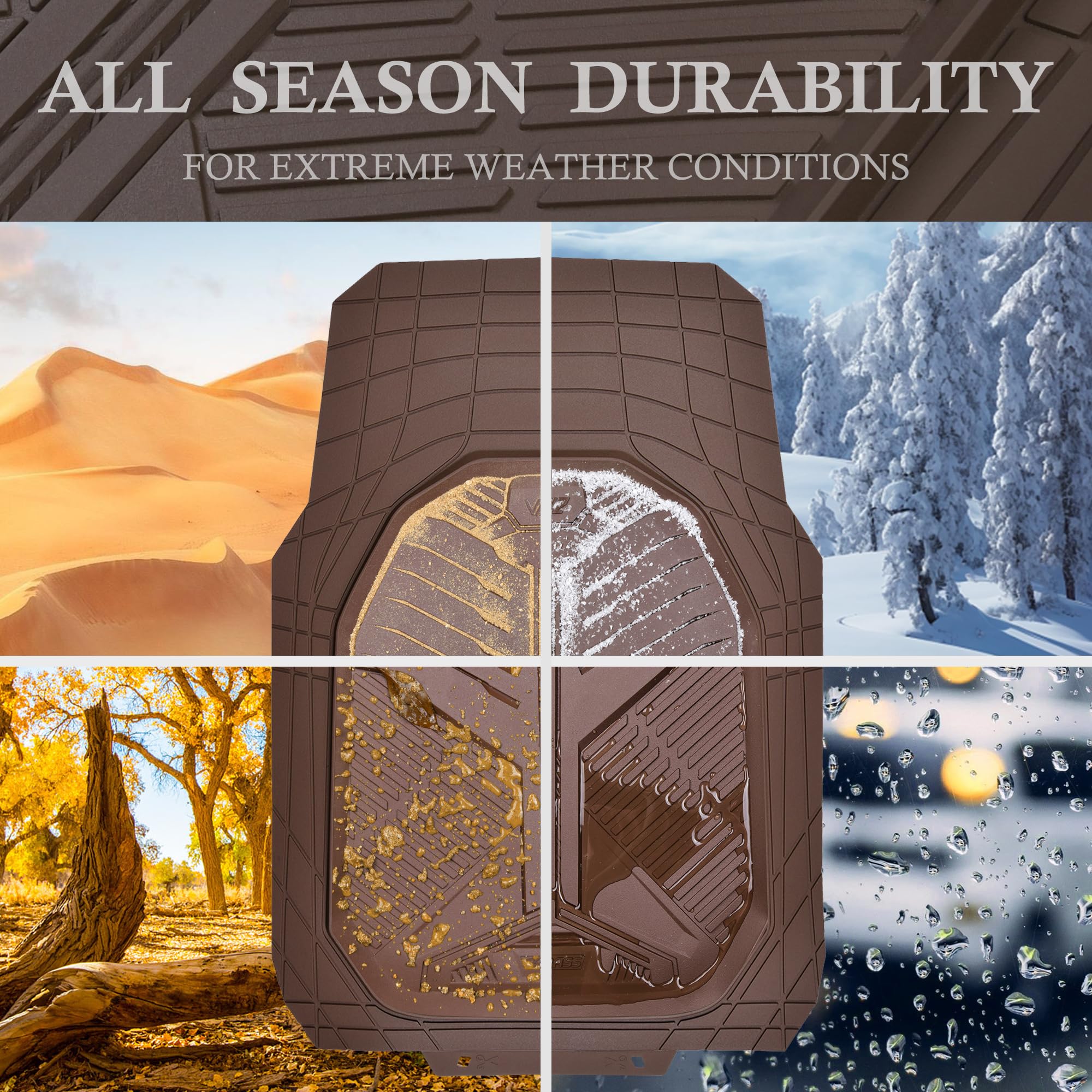 Car Pass Heavy Duty Car Floor Mats, All Weather Car Mats Full Set, Universal Automotive Mats 3 Pieces Trim To Fit For Sedans Suv