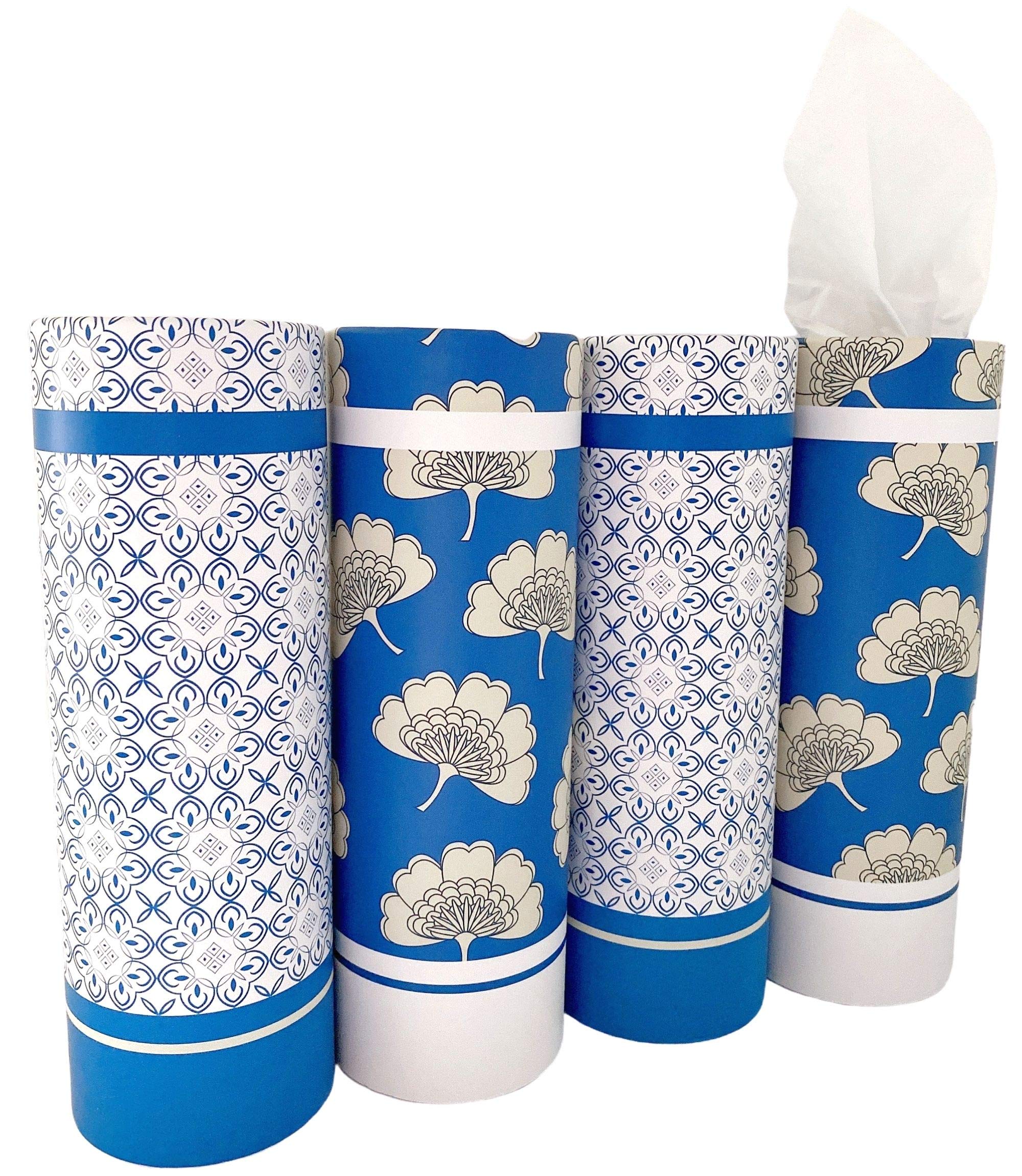 Car Tissues Holder With Facial Tissues - 4 Pk - Travel Tissue Tubes For Car Box Container Perfect Fit For Car Cup Holder Car Tis