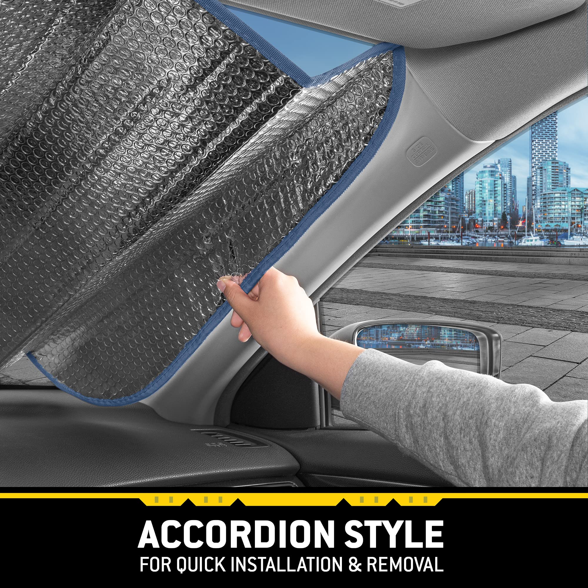 Bdk Warner Bros Dc Comics Classic Batman Car Window Shades - Accordion Folding Windshield Sun Shade - Double Bubble 58 X 27 In -