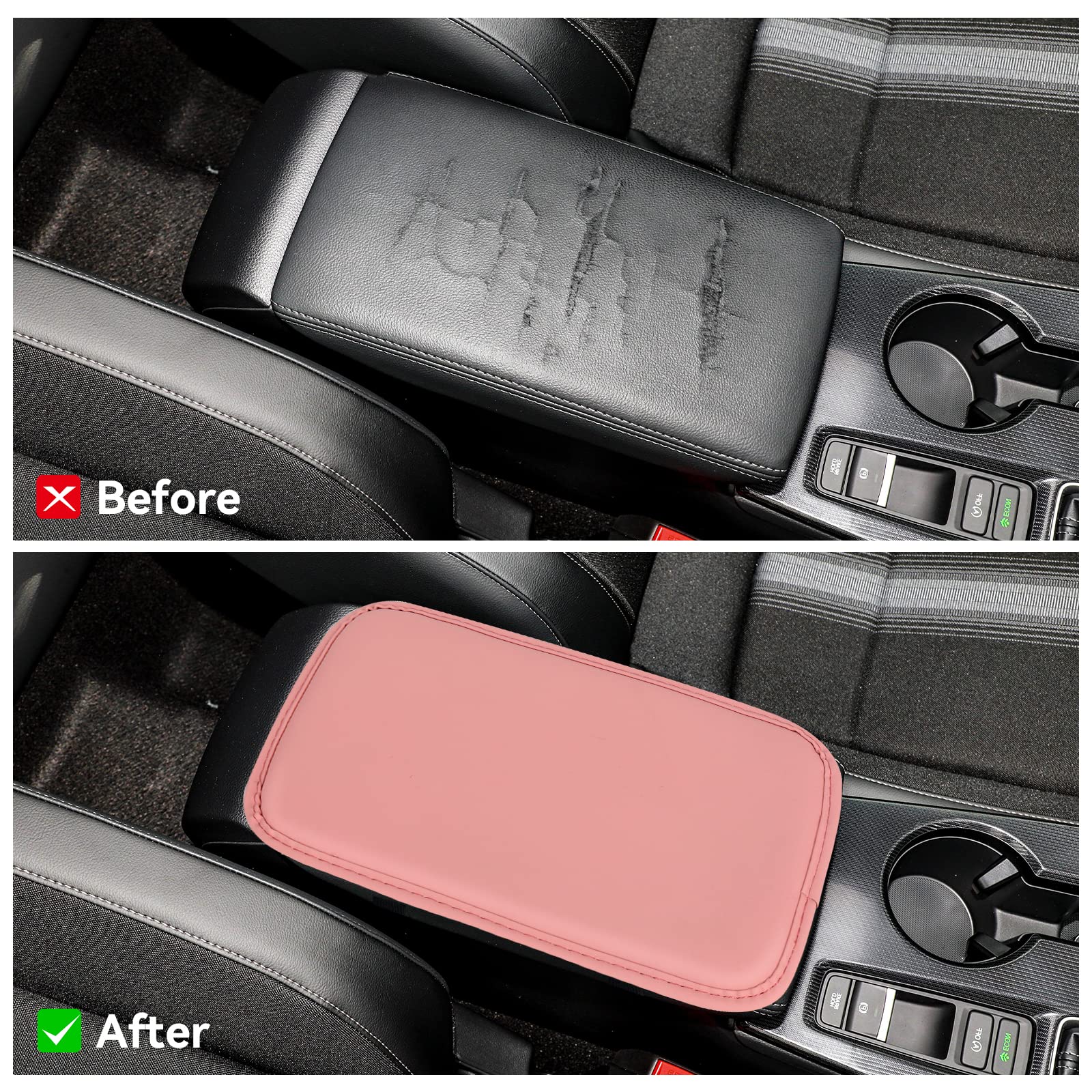 Amiss Auto Center Console Pad, Pu Leather Car Armrest Seat Box Cover Protector, Universal Waterproof Non Slip Soft Center Consol