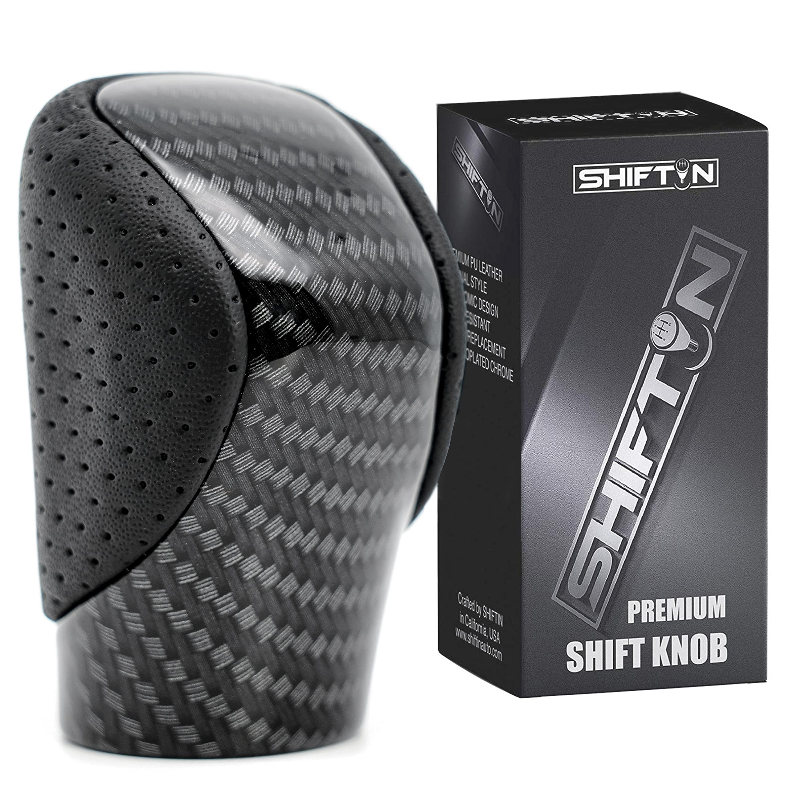 Shiftin Gear Shift Knob Shifter For Lexus Es Gs Gx Is Nx Rc Rx 200T 300 350 3450H 450Hl 350L (Punched Black Leather/Carbon Patte