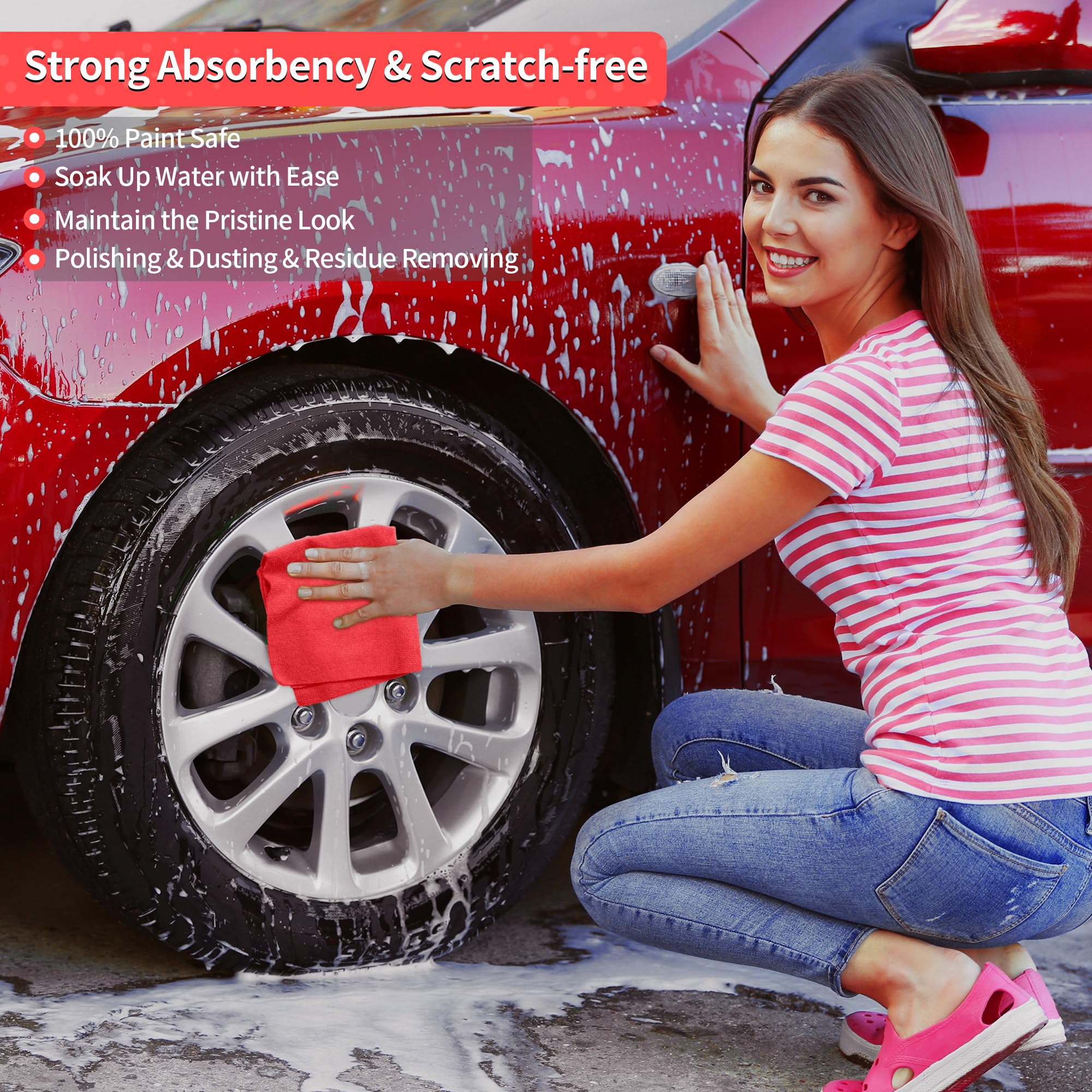 Homerhyme Shop Towels Rags, 100 Pack Microfiber Cleaning Cloth Bulk Absorbent Detailing Rags, Lint-Free Microfiber Towels For Ca