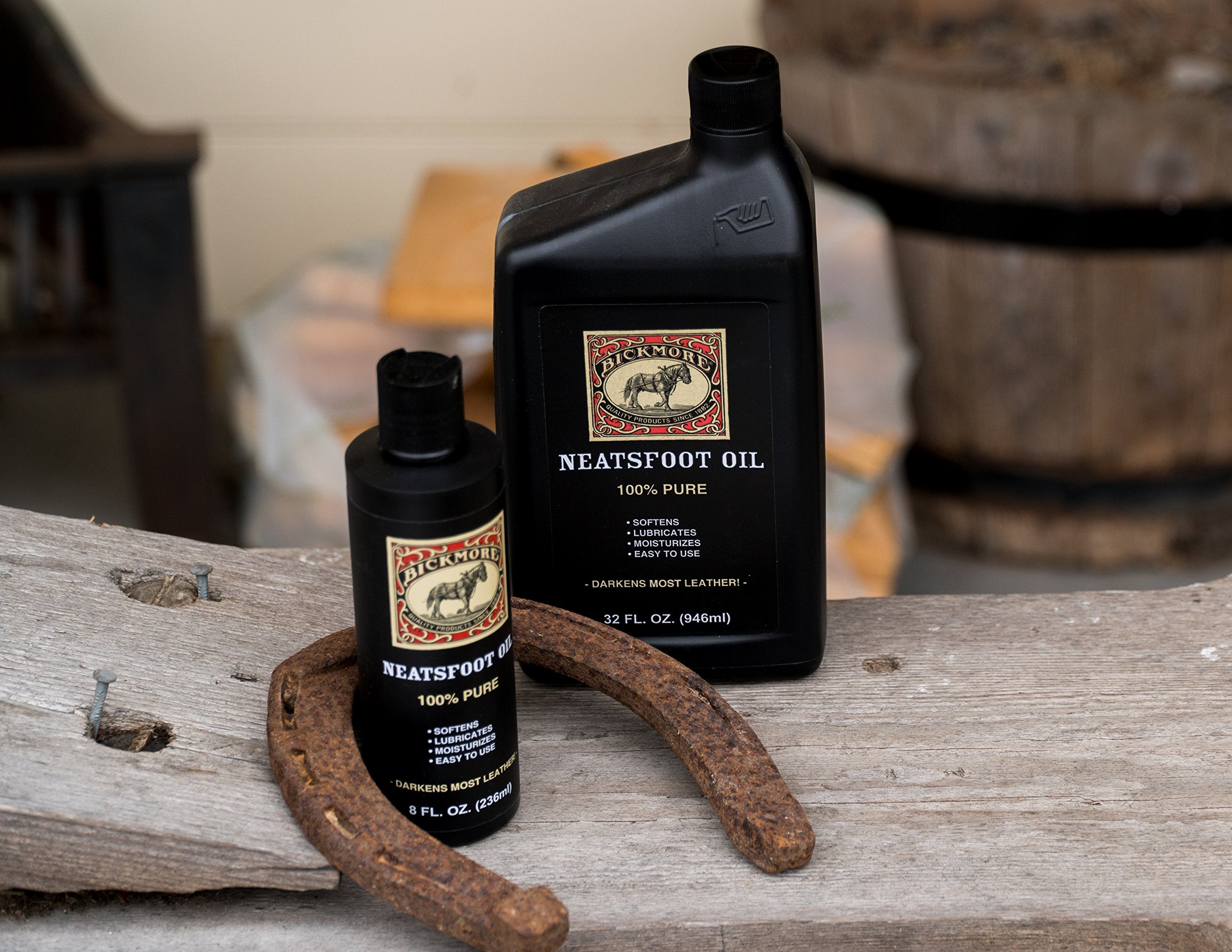 Bickmore 100% Pure Neatsfoot Oil 8 oz - Leather Conditioner and Wood Finish - Works Great on Leather Boots, Shoes, Baseball Glov