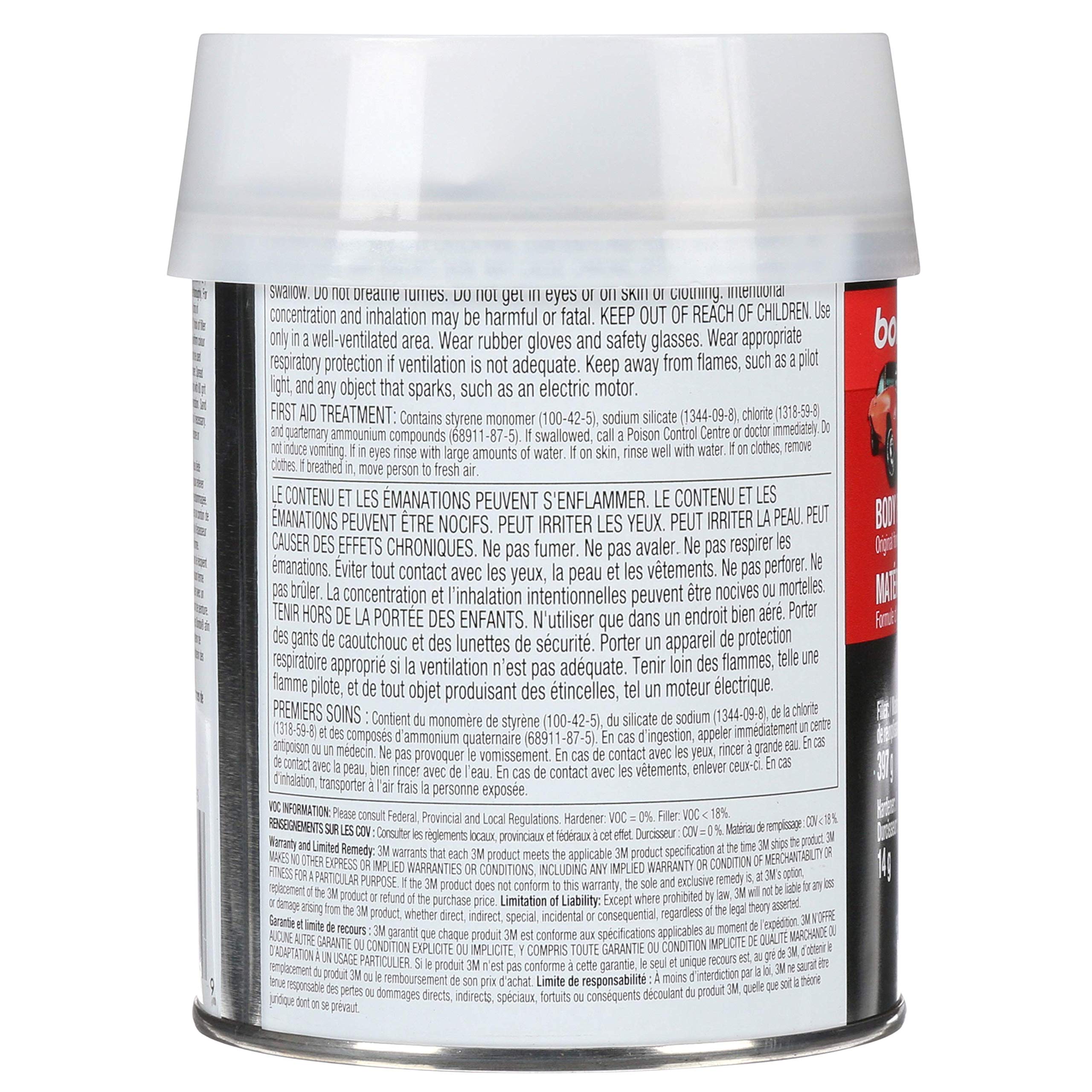 3M Bondo Body Filler, Original Formula, 14 oz Paste, Salmon, Model 261, Easy Repair & Restoration