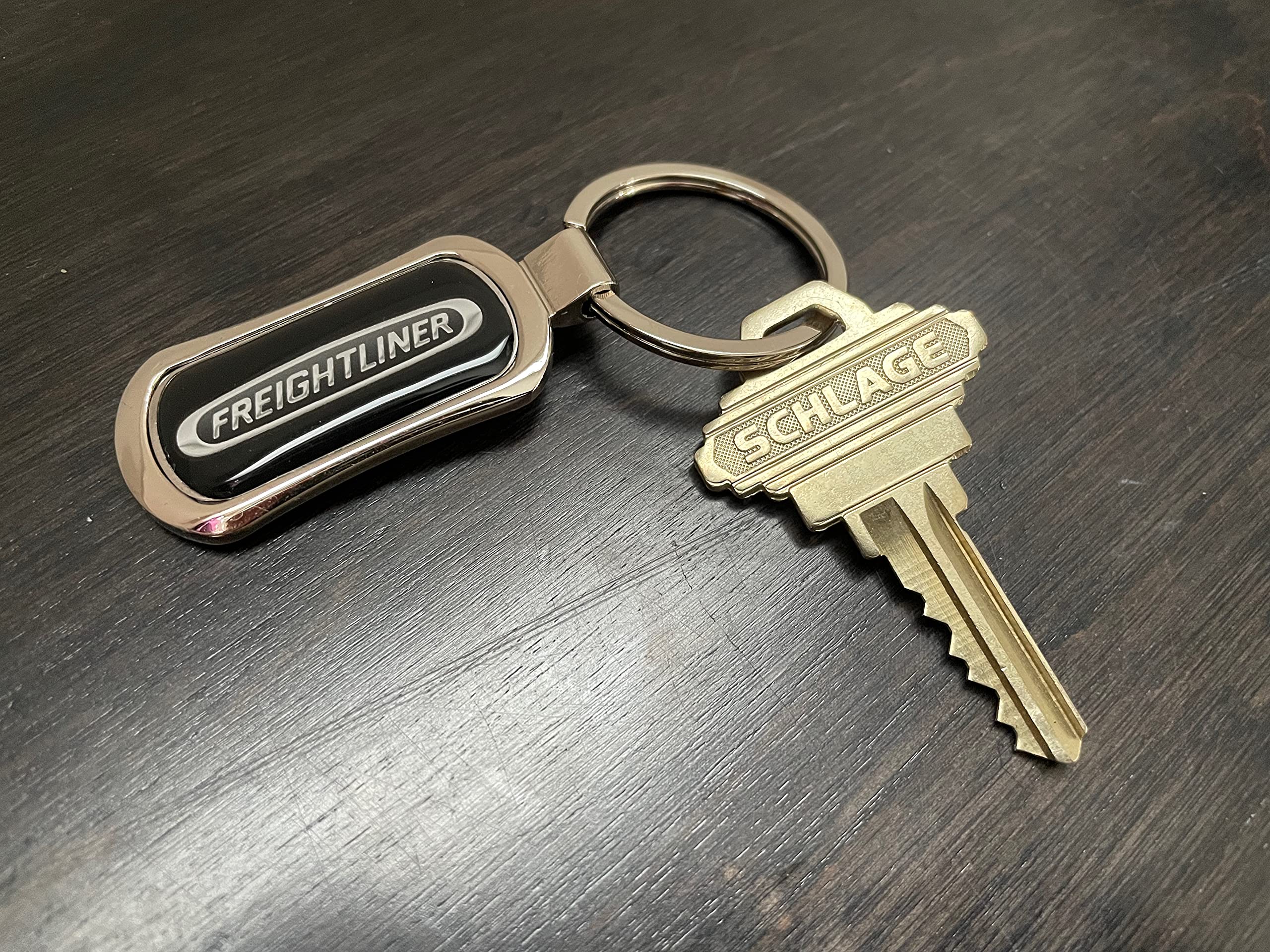 Freightliner Chrome Metal Keychain - Large Size Key Chain Tag Fob