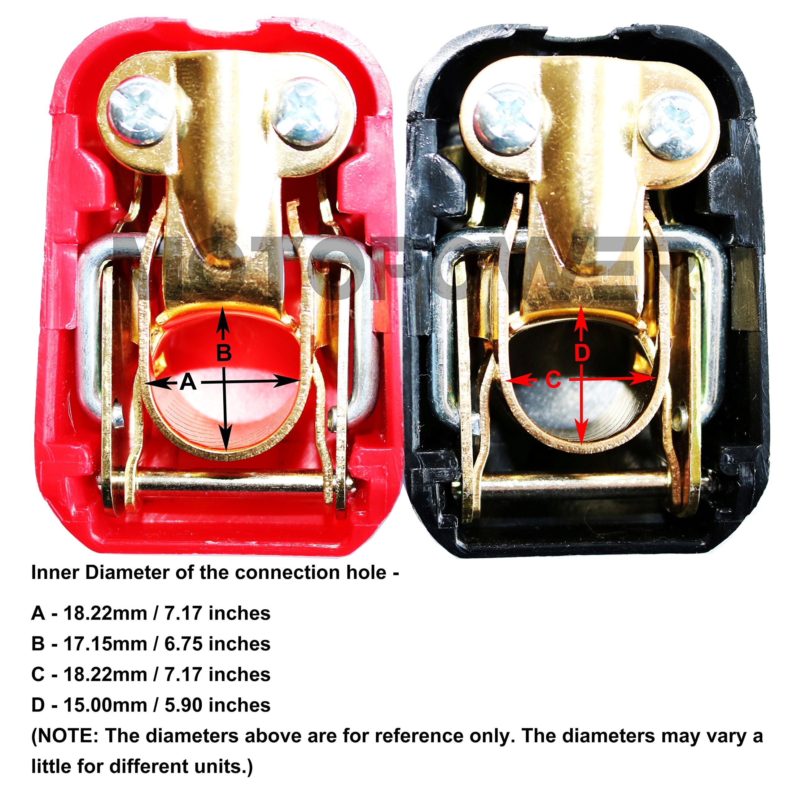 MOTOPOWER MP69011 Battery Quick Release Connectors - Red & Black Quick Disconnect Terminals