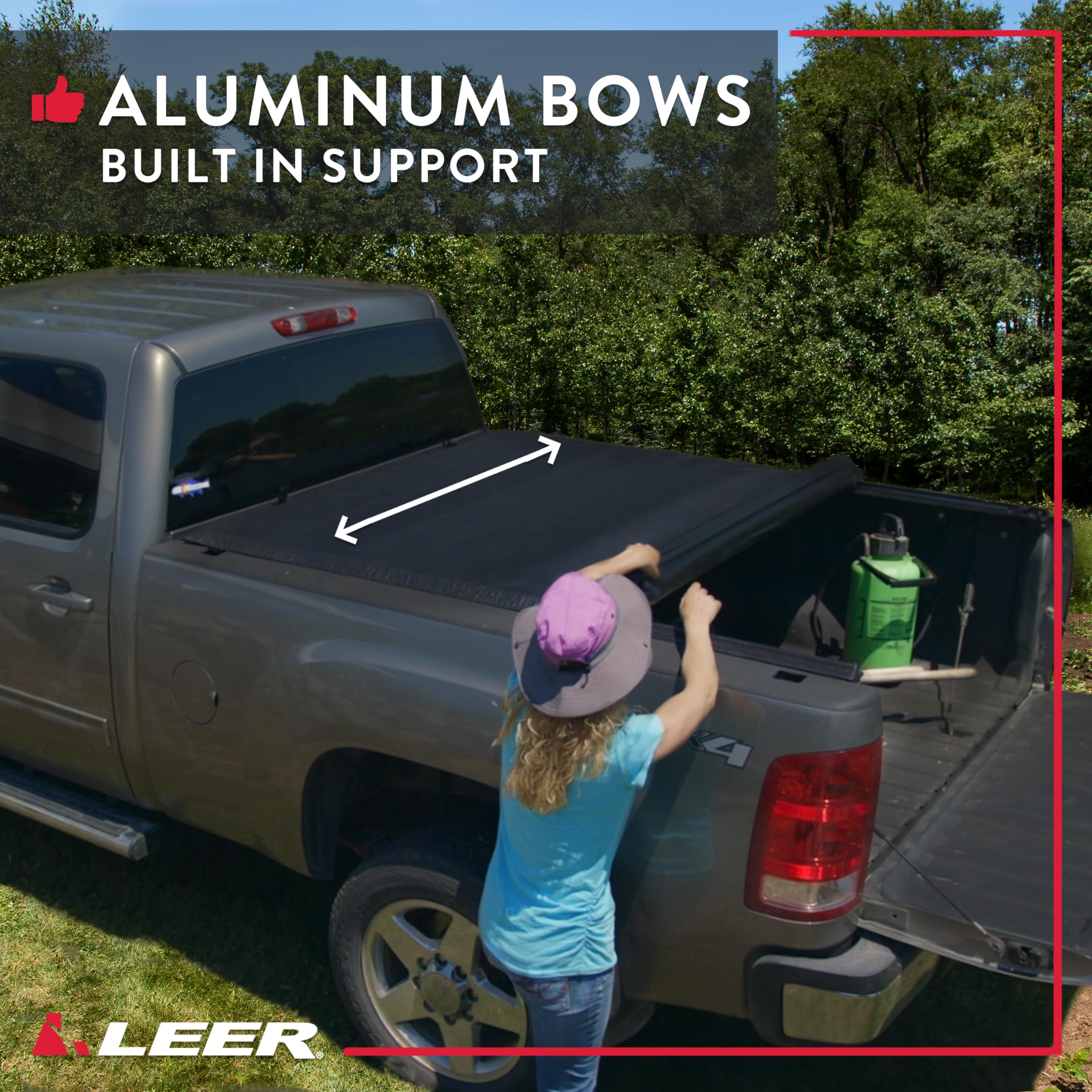 Leer Sr250 Soft Rolling Truck Bed Tonneau Cover, Fits Toyota Tacoma, Years 2016-2023, 6'2 Truck Bed, Black