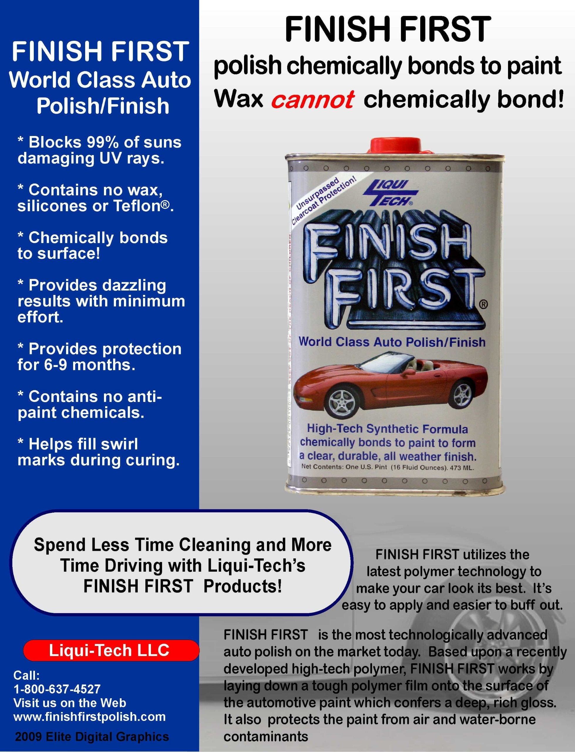 Liqui Tech Finish First Auto Polish - Fiberglass Safe - 16 oz. - Model SUVELAM