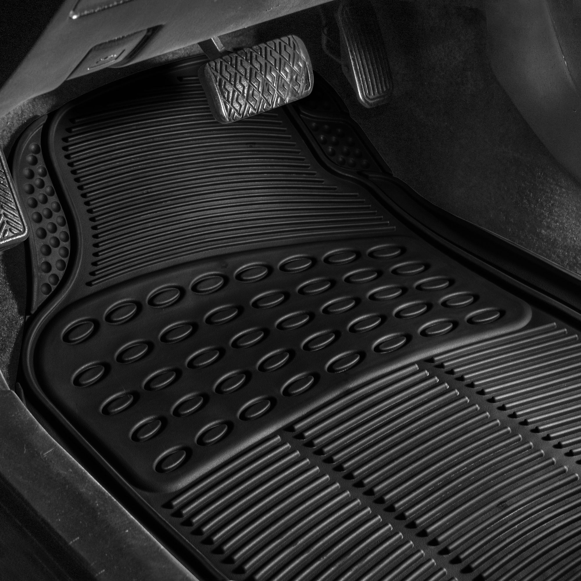 FH Group 3 Row Climaproof Trimmable Non-Slip Vinyl Floor Mats with Cargo Liner- Universal Fit for Cars Trucks and SUVs (Black) F