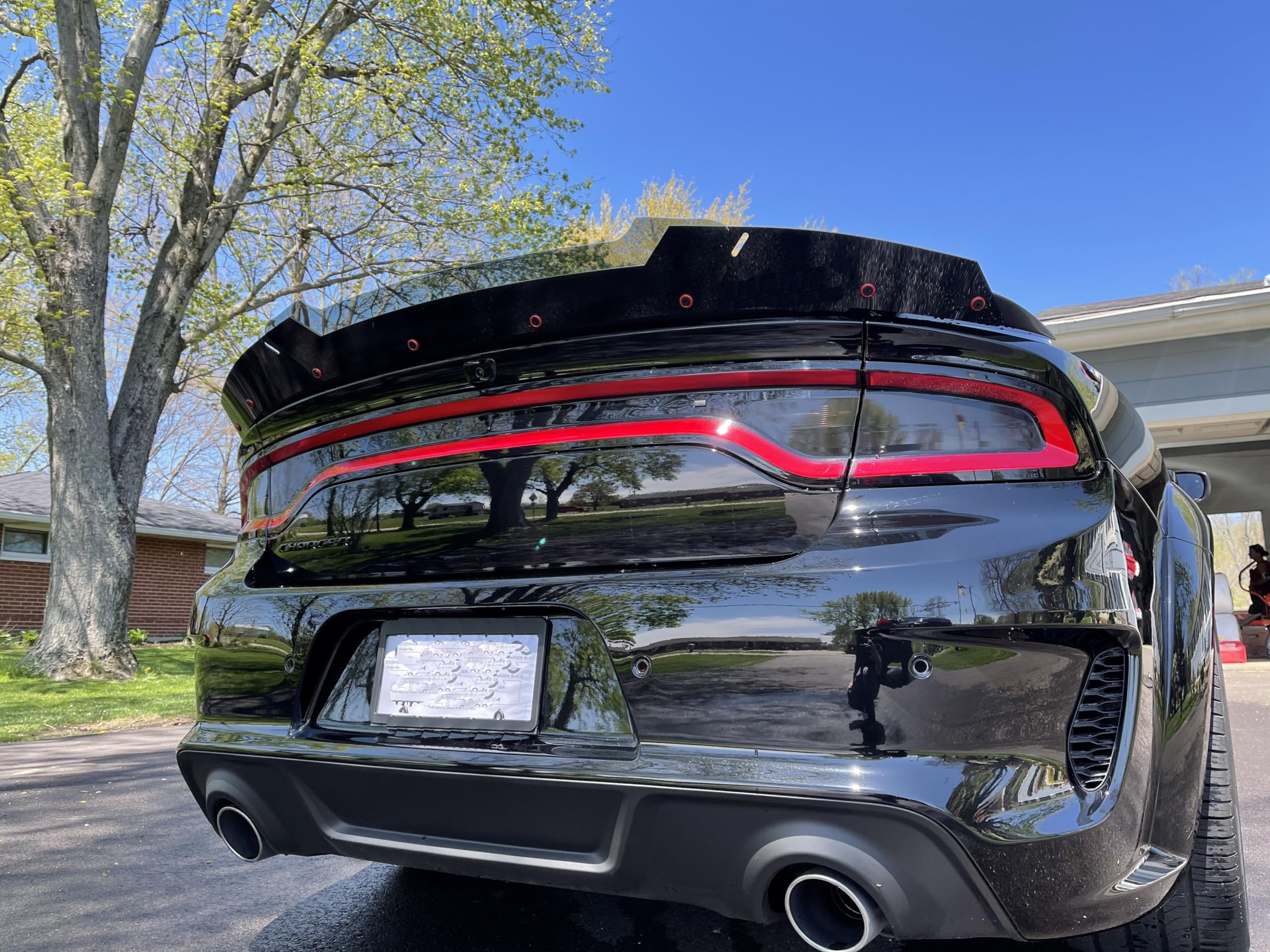 Psdesigns - Venom Series V3 2 Piece Wickerbill Spoiler Compatible With 2015-2021 Charger Fits Srt Hellcat Scat Pack Modles With Rivnut Tool Included Gloss Black