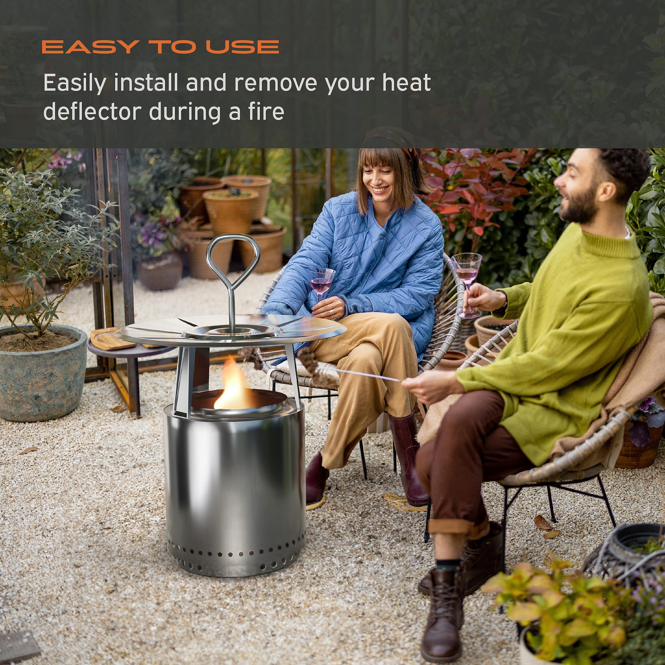 Hickory Summit Handle For Solo Stove Heat Deflector - Yukon, Bonfire, Canyon, & Ranger Solo Stove Deflector Compatible - Stainle